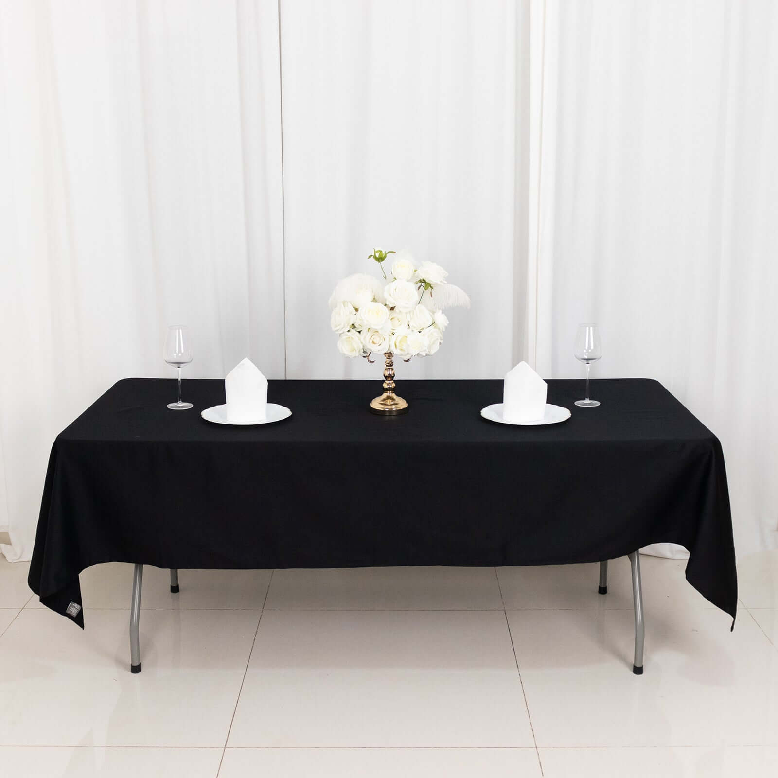 Soft & Breathable 100% Cotton Black Rectangle Tablecloth 60x102 - Ideal for Events