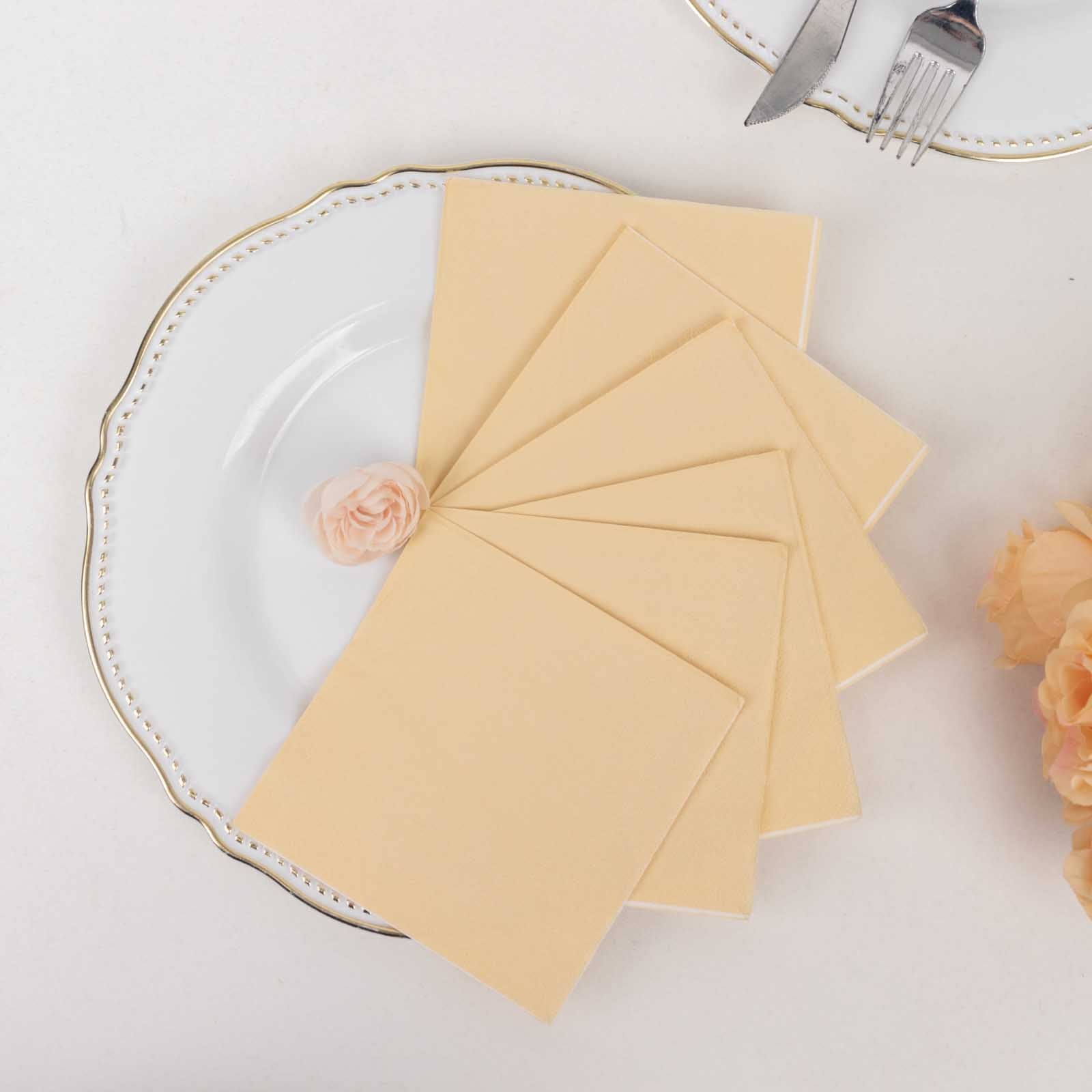 Great Deal! 50-Pack of 2-Ply Disposable Beige Paper Cocktail Napkins, 18GSM, 5x5