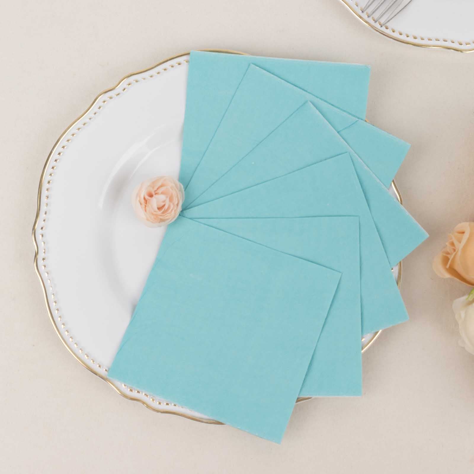 Blue 2-Ply Disposable Soft 18GSM 5x5 Cocktail Paper Beverage Napkins - 50 Pack