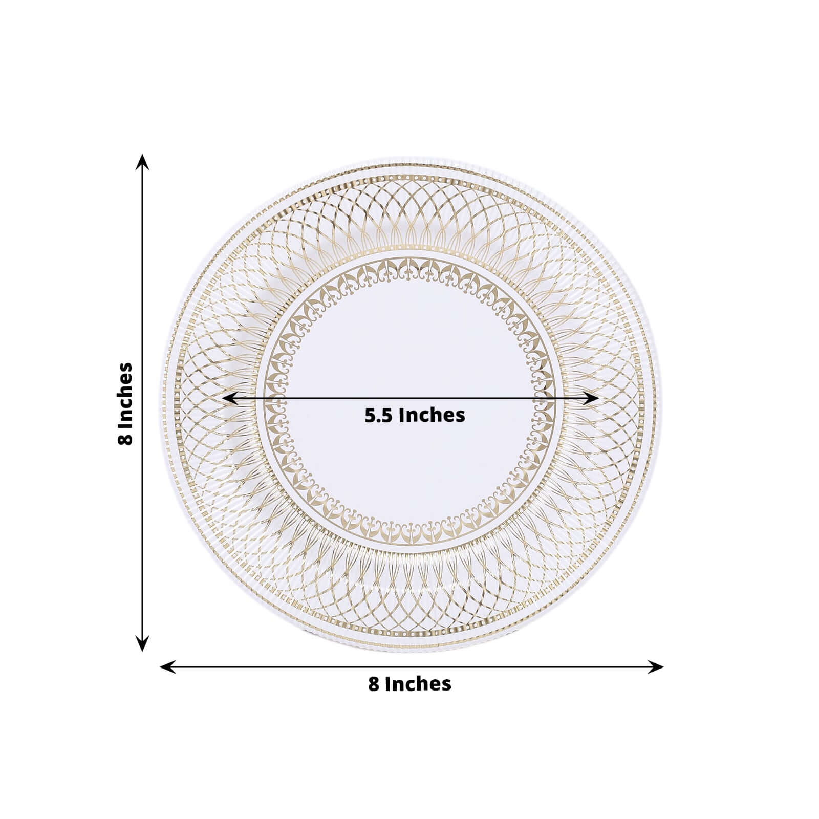 25-Pack Disposable 8-Inch White Salad Plates with Gold Vintage Porcelain Rim - Premium Quality