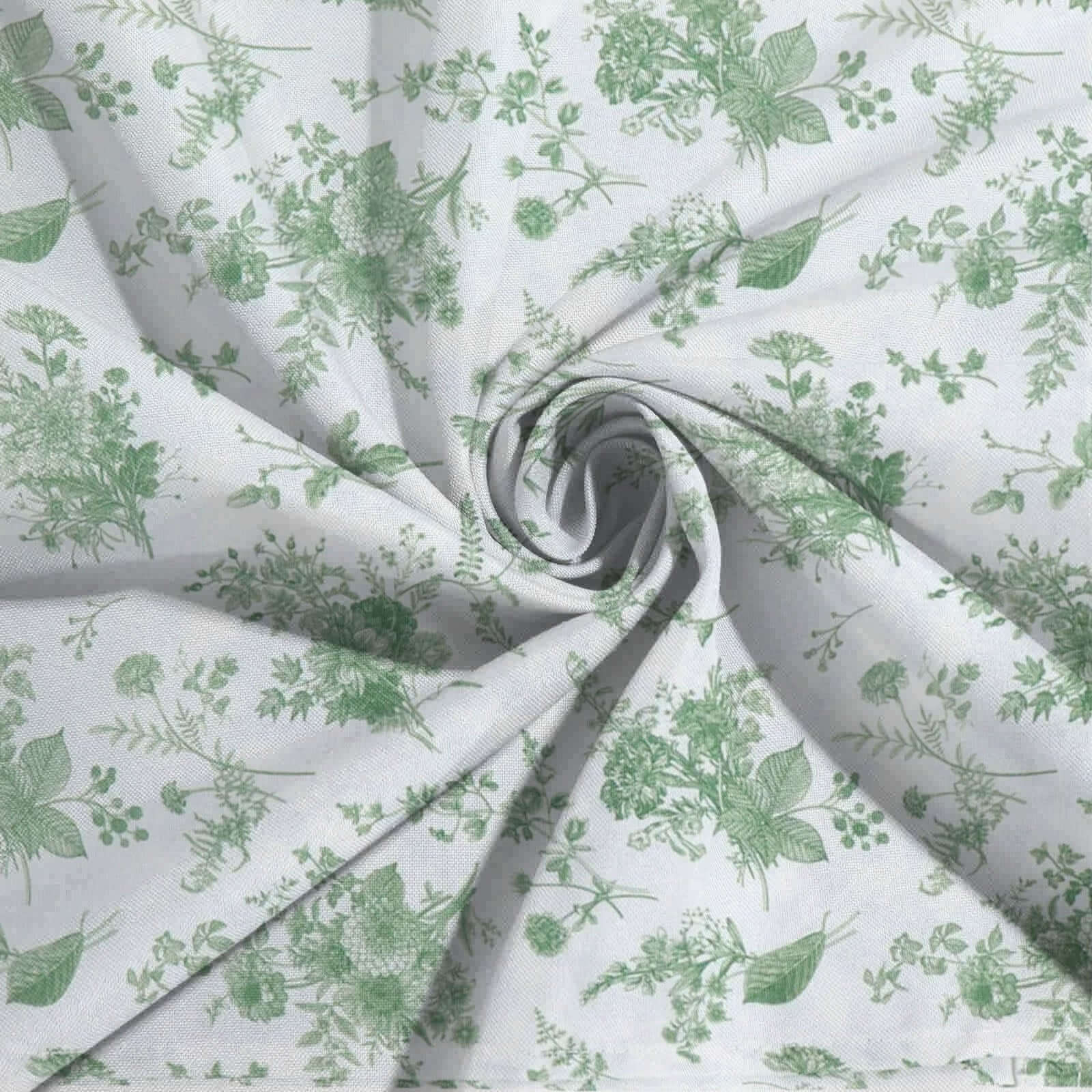 Exclusive 70x70 Polyester Square Tablecloth in Dusty Sage Green French Toile Pattern for Upscale Dining