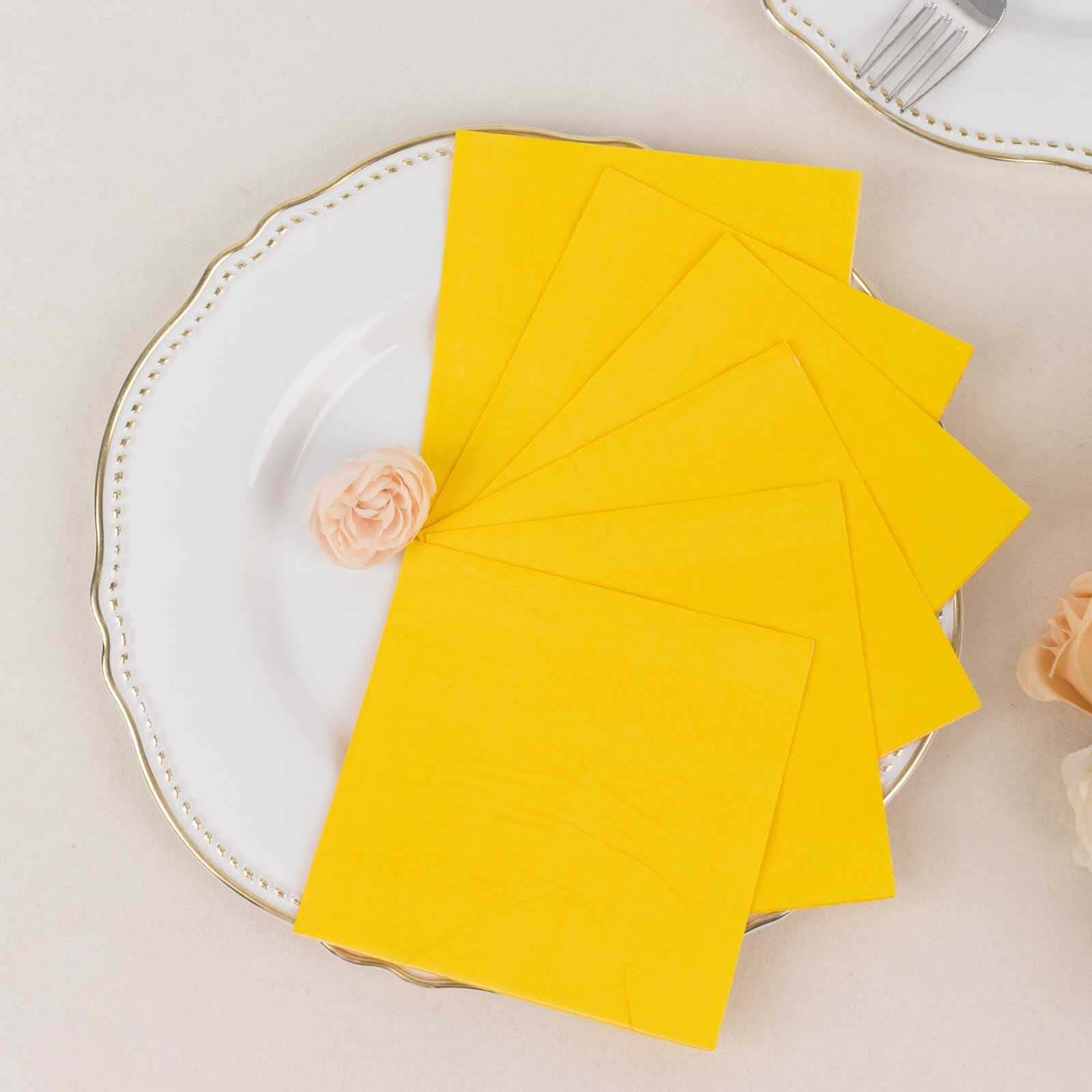 Special Offer! 50-Pack Yellow 2-Ply 18GSM Disposable Soft Cocktail Beverage Napkins 5x5