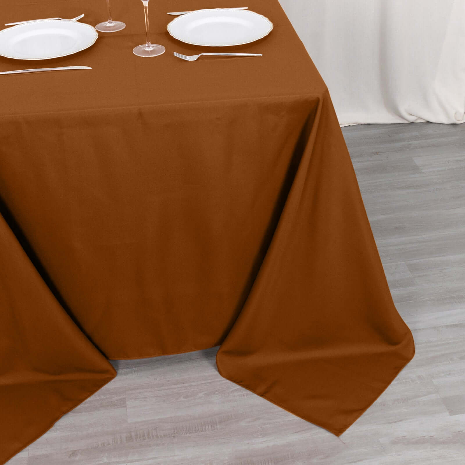 Durable & Wrinkle-Resistant Polyester Square Tablecloth in Cinnamon Brown, 90x90