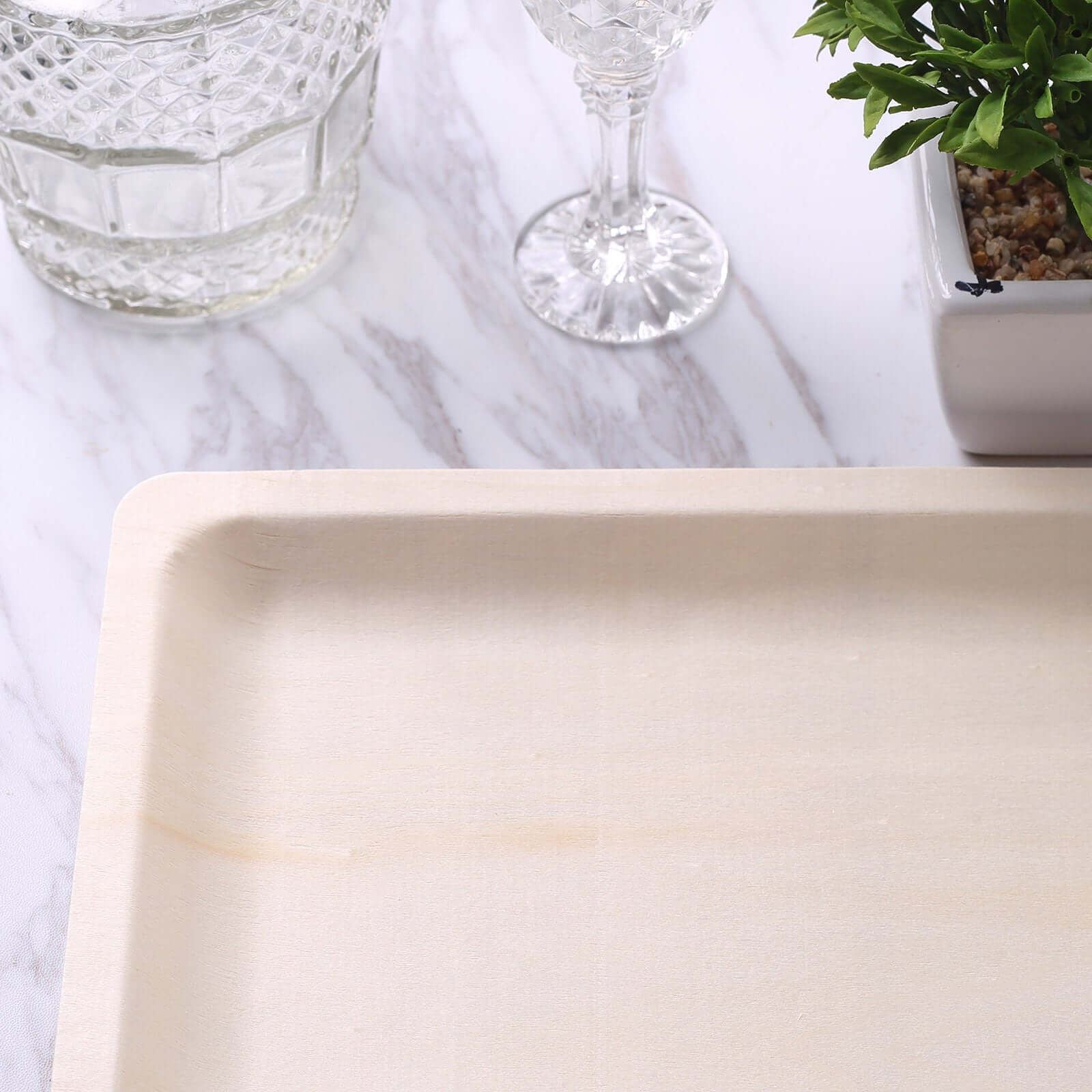 12-Pack Natural Birchwood 8x10 Rectangle Disposable Dinner Plates - Ideal for Farmhouse Events