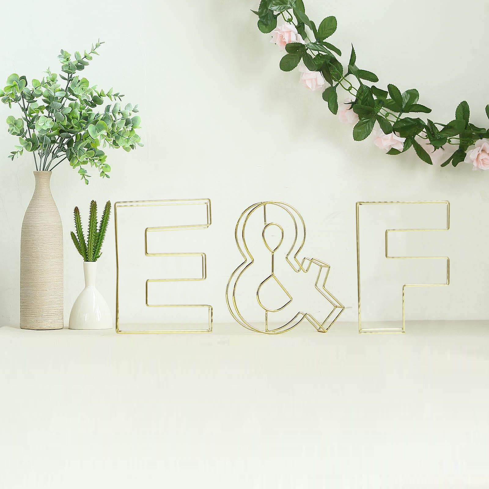 Hot Sale! 8-Foot Gold Freestanding 3D Decorative Metal Wire Letter 'E' for Wedding Centerpieces