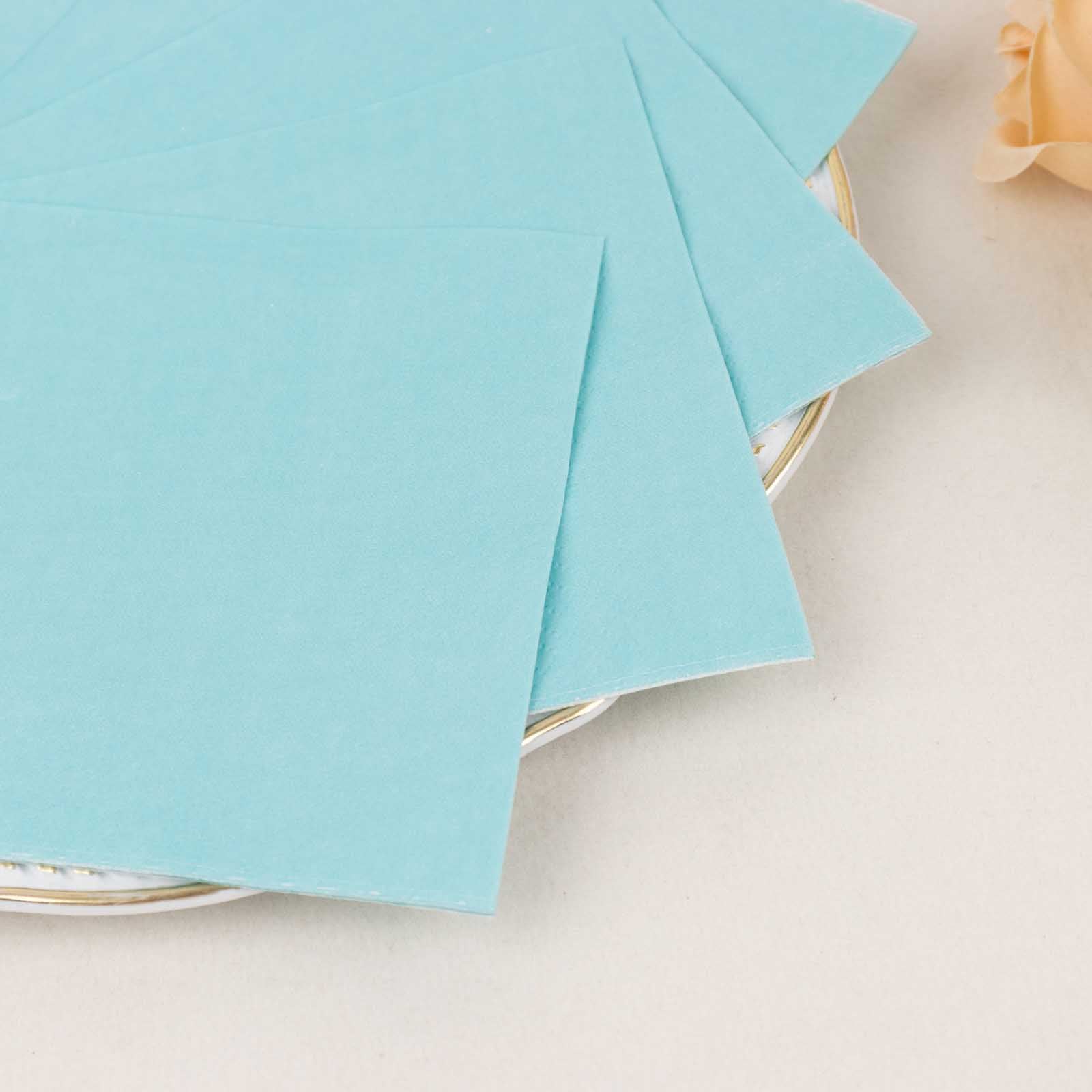 Blue 2-Ply Disposable Soft 18GSM 5x5 Cocktail Paper Beverage Napkins - 50 Pack