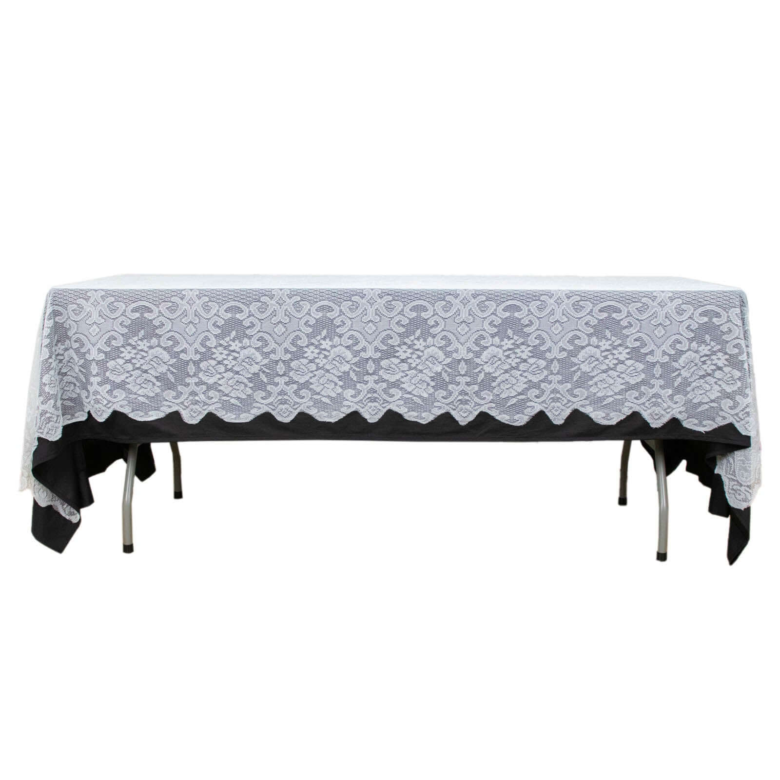 Premium White 60x108 Rectangular Lace Tablecloth for Various Table Settings