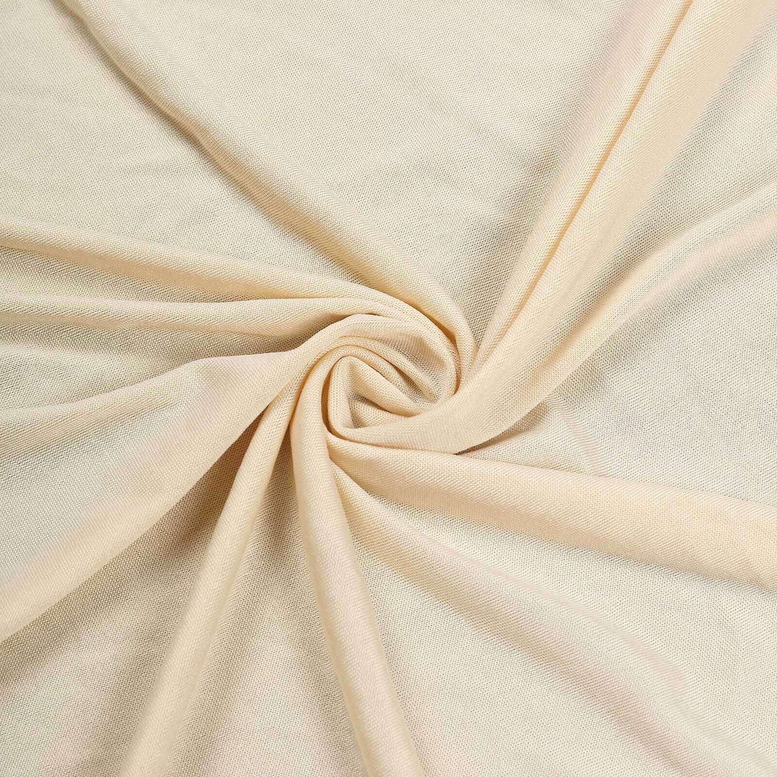 Durable Beige Stretch Spandex 6ft Rectangle Tablecloth for Events