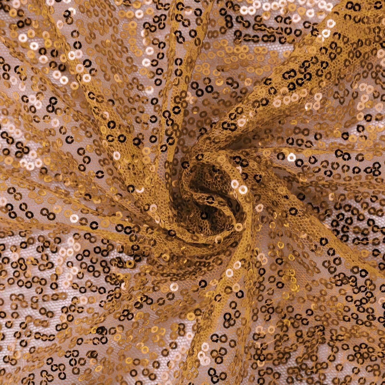 Gold Seamless Sparkly 90x132 Rectangle Sequin Tablecloth for Elegant Occasions