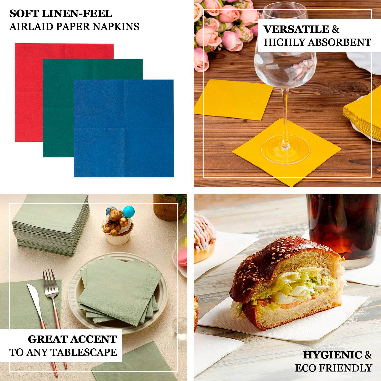 20-Piece Pack of 5x5 Gold Linen-Like Airlaid Beverage Napkins - Super Absorbent & Disposable