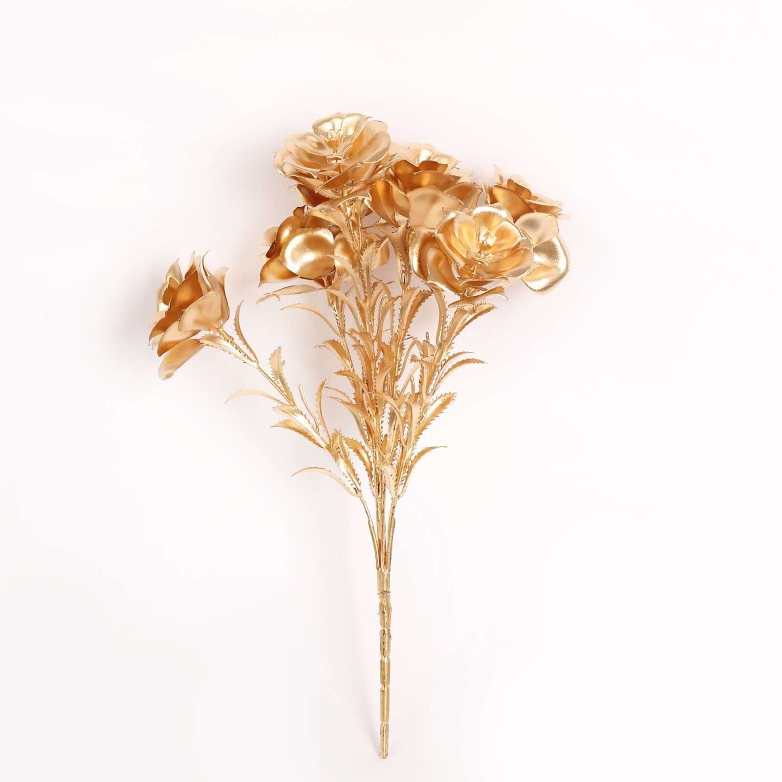 2-Pack Lustrous Metallic Gold Artificial Rose Bouquets for Seasonal & Luxurious Decor