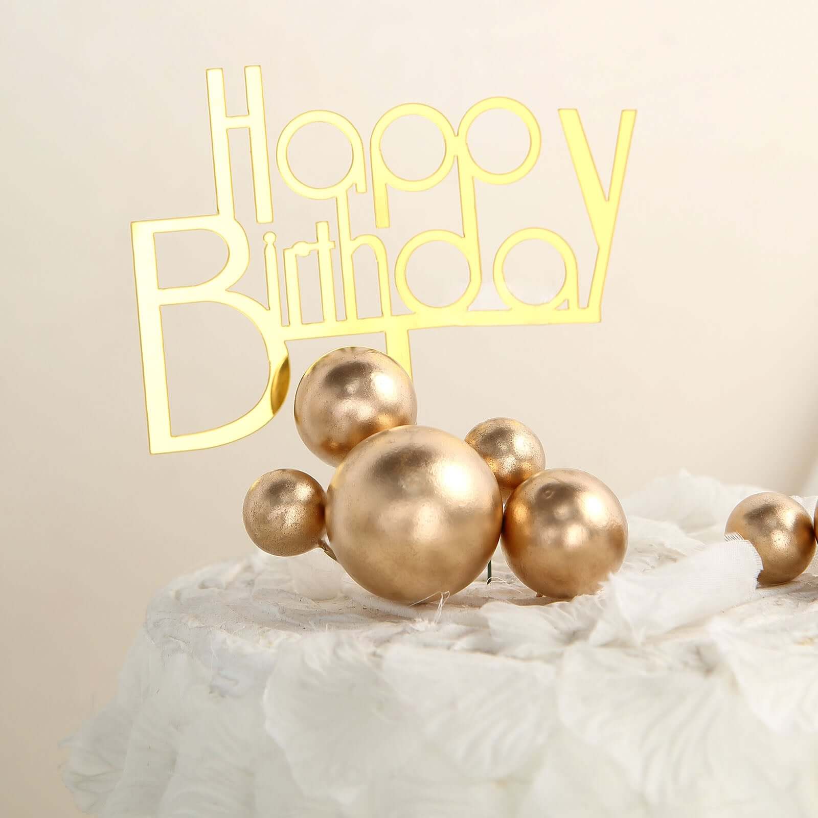 12 Pieces Gold Faux Pearl Ball Cake Toppers in Assorted Sizes for DIY Cupcake Decor