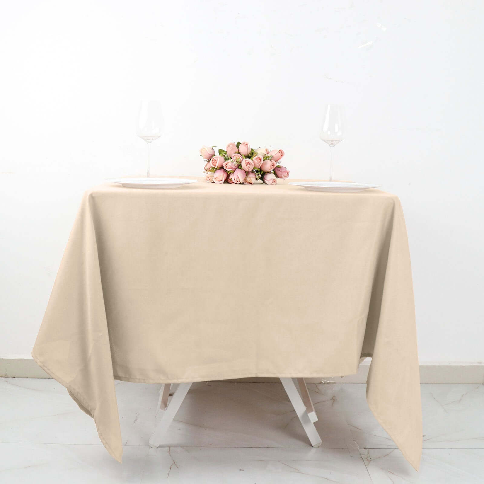 Nude 70x70 Polyester Square Tablecloth - Wrinkle-Resistant & Durable, Ideal for Events