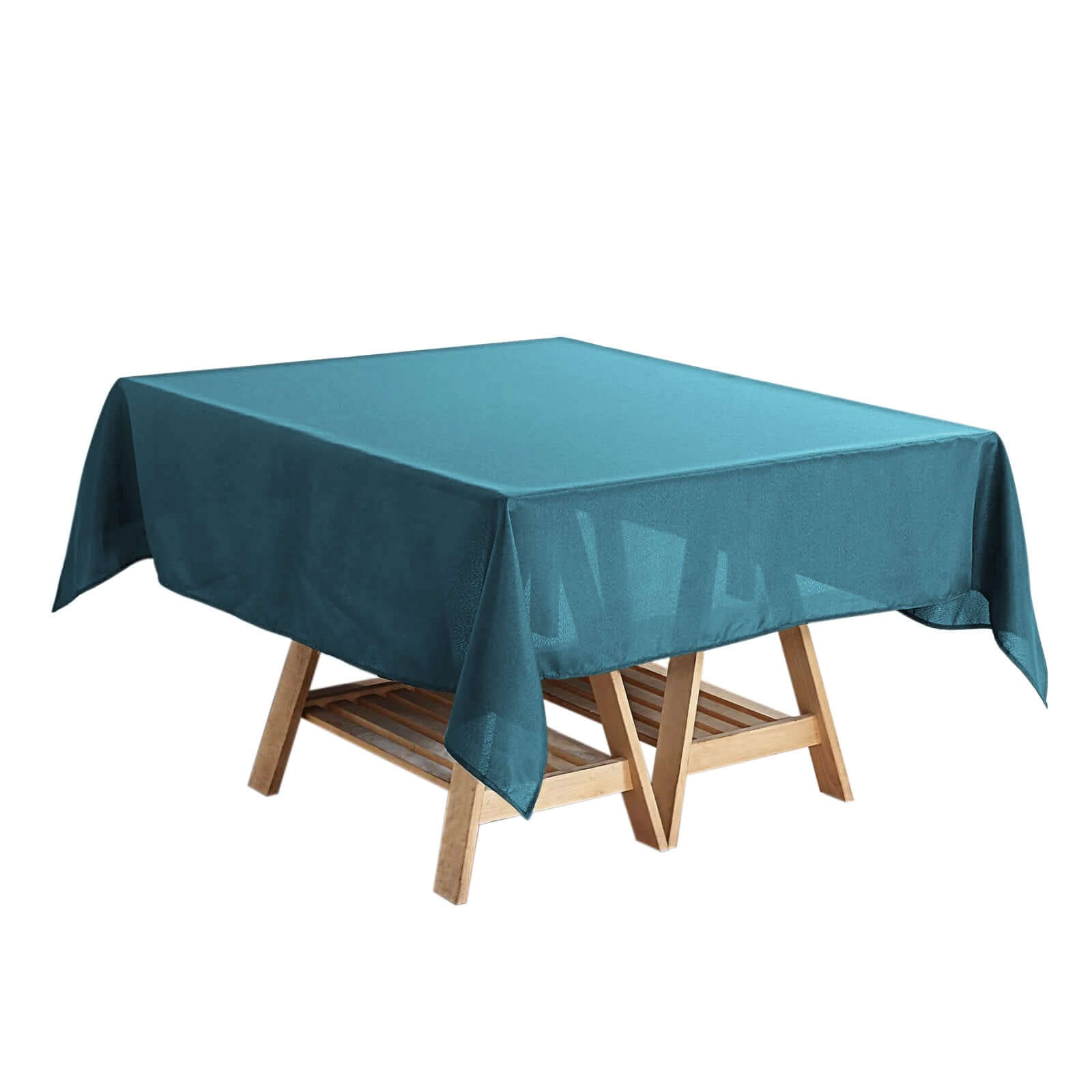 Wrinkle-Resistant & Durable 54x54 Polyester Square Tablecloth in Peacock Teal - Ideal for Events