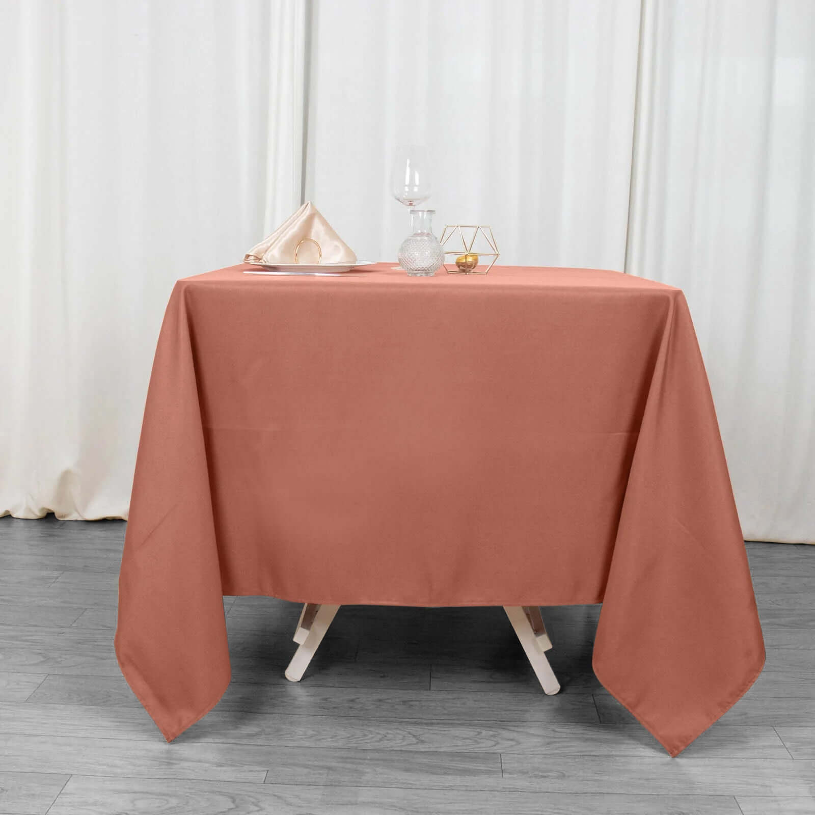 Hot! 70x70 Terracotta Premium Polyester Wrinkle-Resistant 220GSM Square Tablecloth