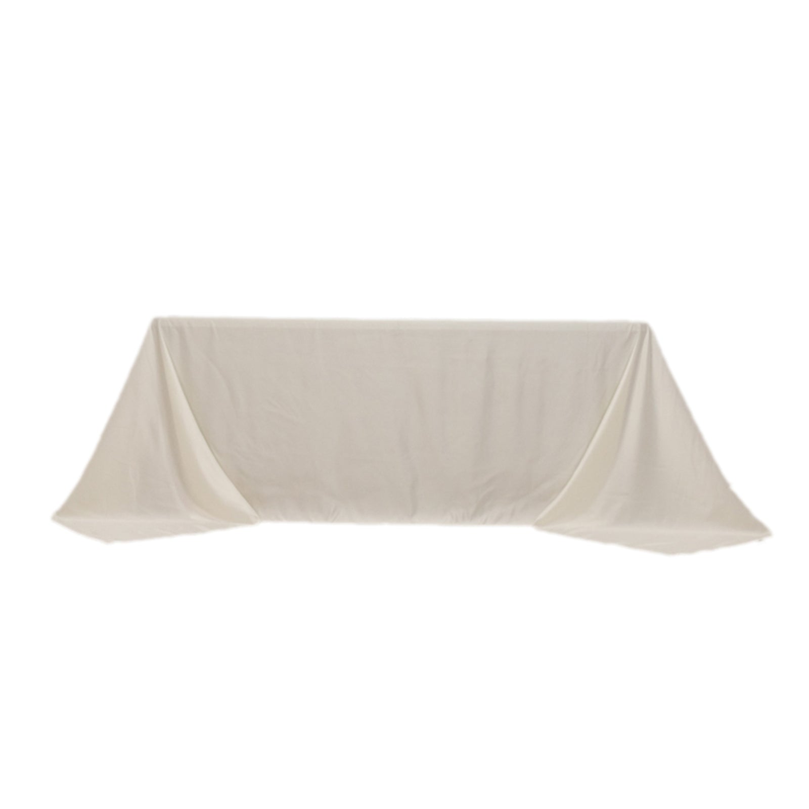 Ivory Lamour Satin Rectangle Tablecloth 90x132 - Soft, Silk - like & Seamless