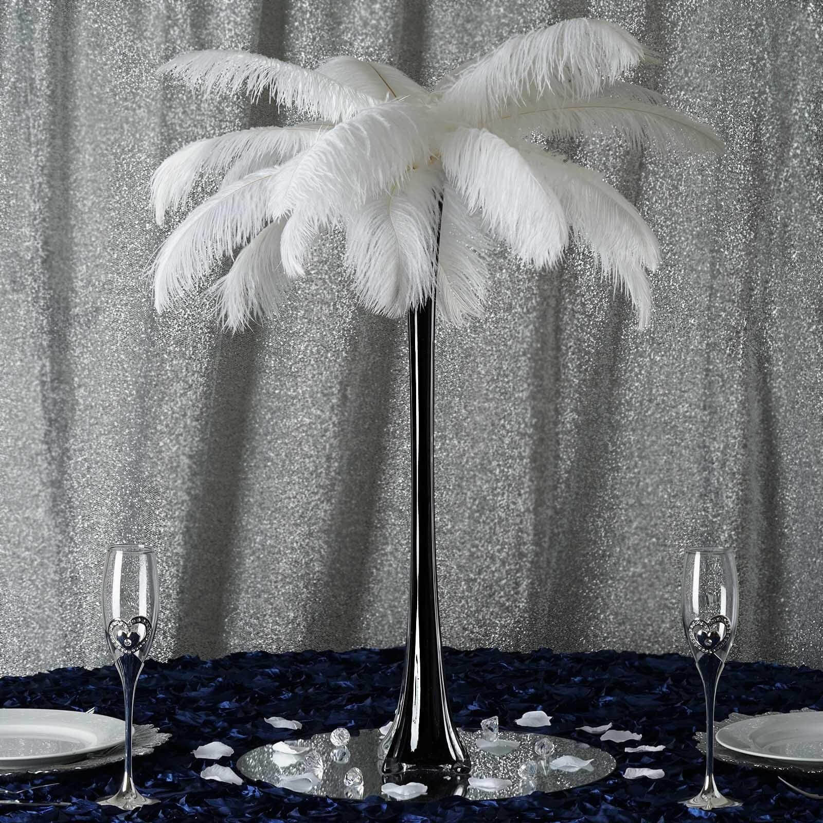 Hot Sale! 6-Piece Set of Black Glass Eiffel Tower Flower Vases for Tall Wedding Table Decor