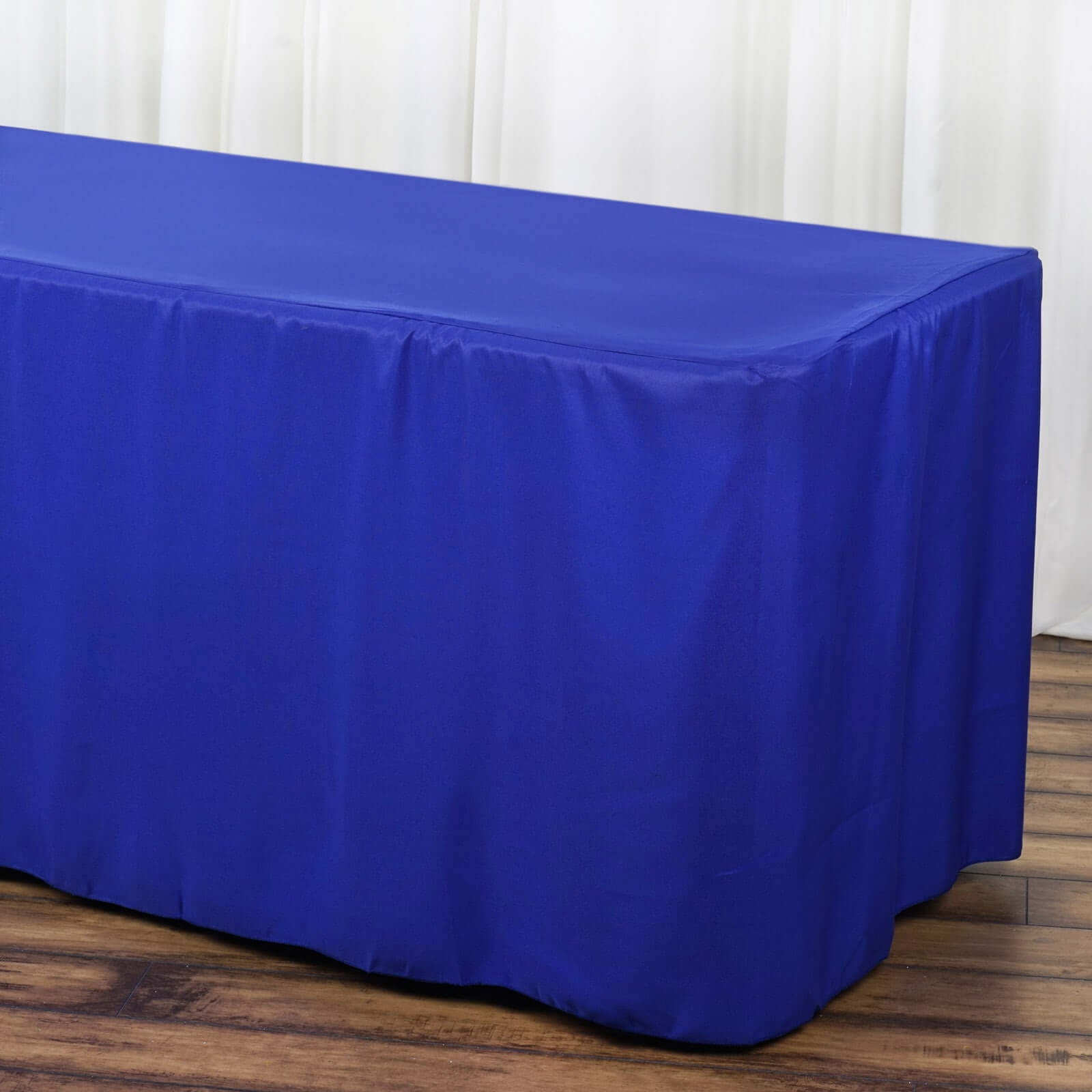 Royal Blue Fitted Polyester Rectangle Tablecloth - Durable, Easy - Care for 6FT Tables