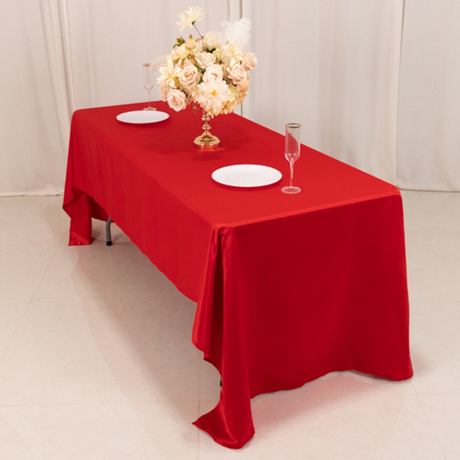 Soft & Durable Red Lamour Satin Rectangle Tablecloth 60x126