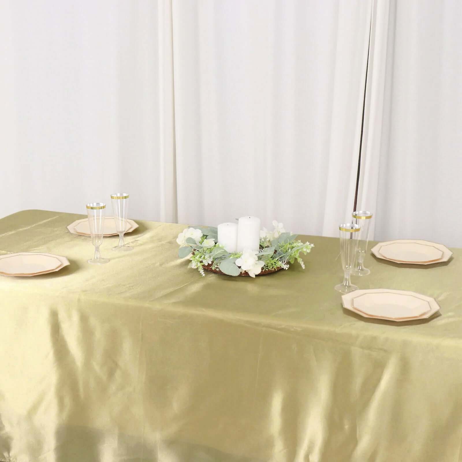 Champagne Satin 60x126 Rectangular Tablecloth - Smooth, Lustrous & Great Value