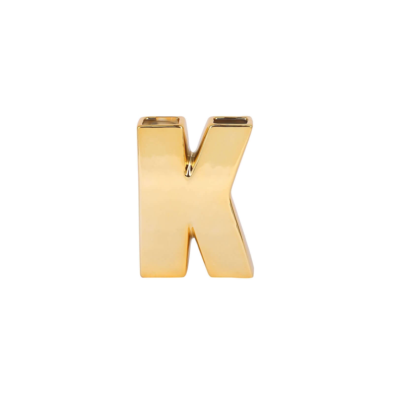 Elegant Gold-Plated Ceramic Letter K Vase - Ideal Planter for Events and Decor