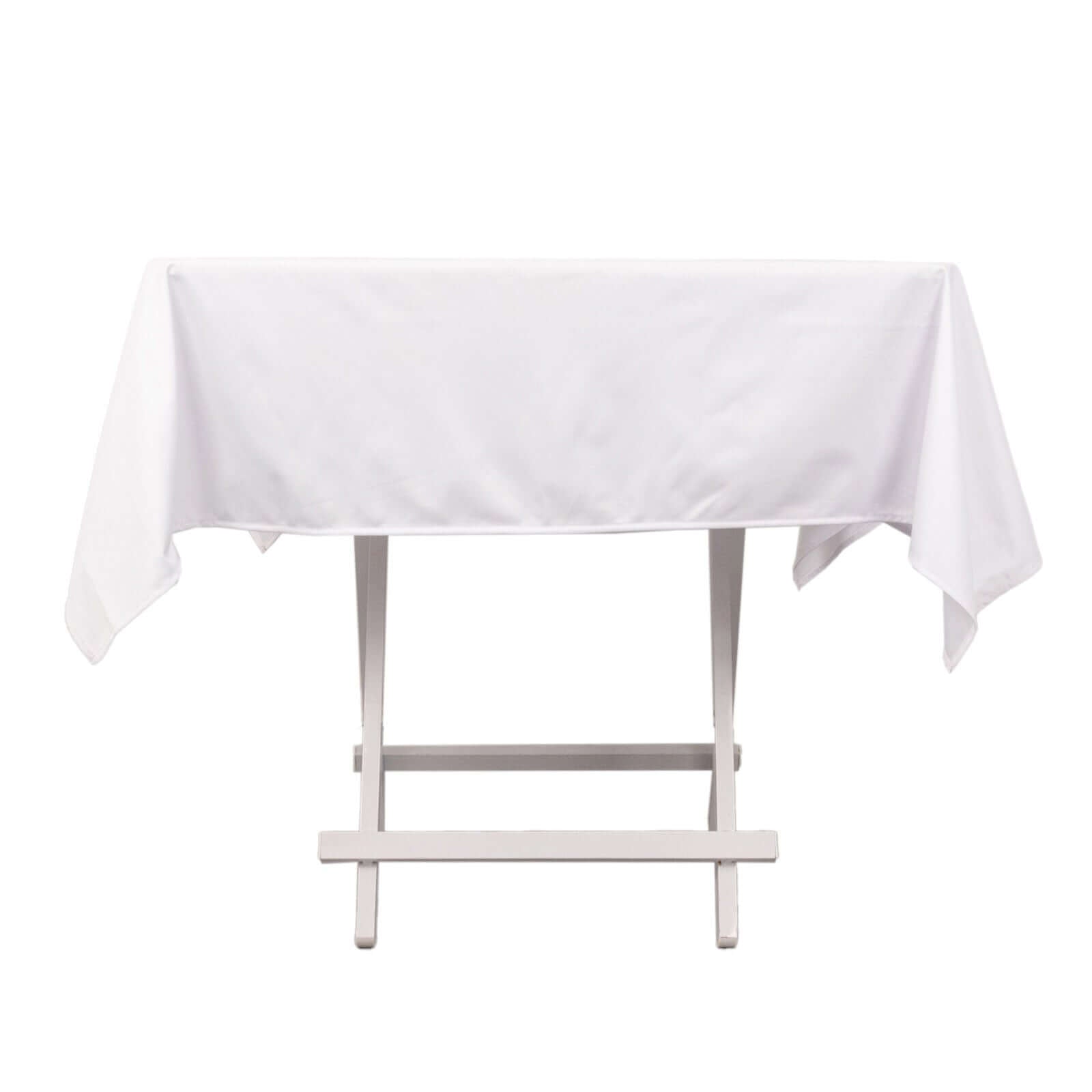 White Premium Scuba 54x54 Wrinkle & Stain-Free Tablecloth for Weddings and Events