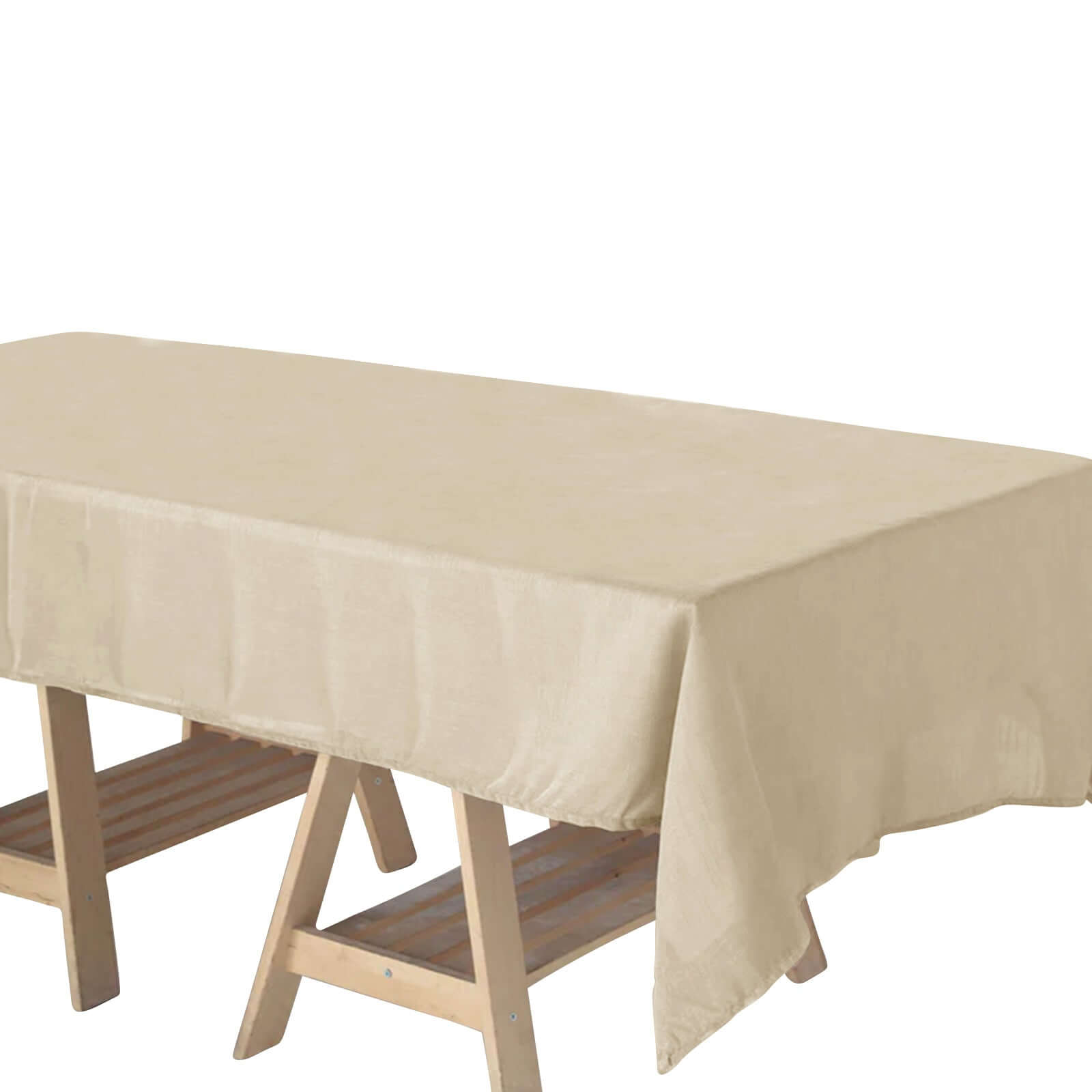 Beige Faux Linen Rectangular Tablecloth - Wrinkle Resistant & Slubby Texture