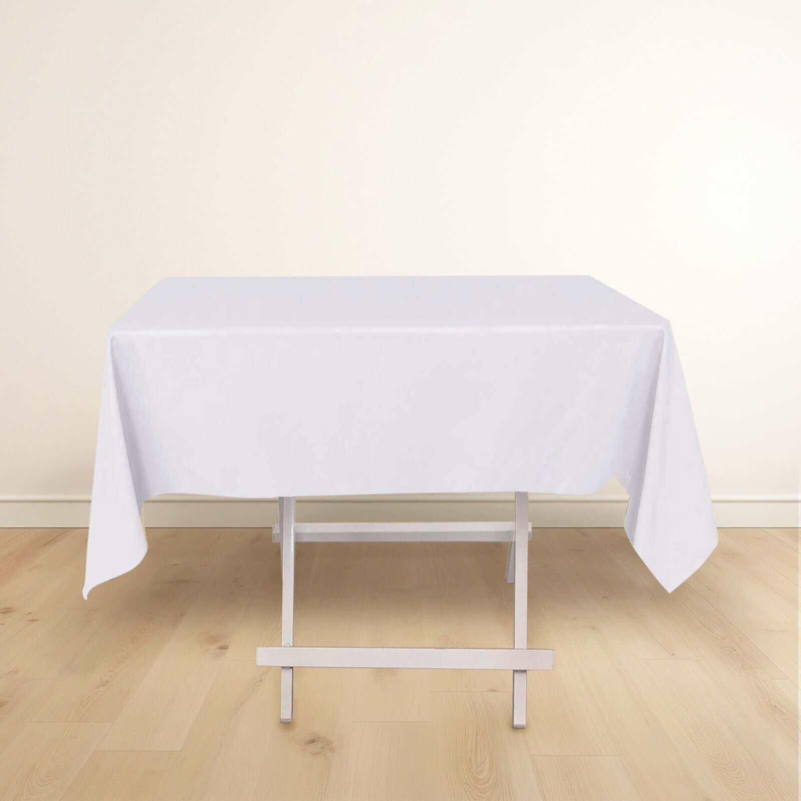 White Premium Scuba 54x54 Wrinkle & Stain-Free Tablecloth for Weddings and Events