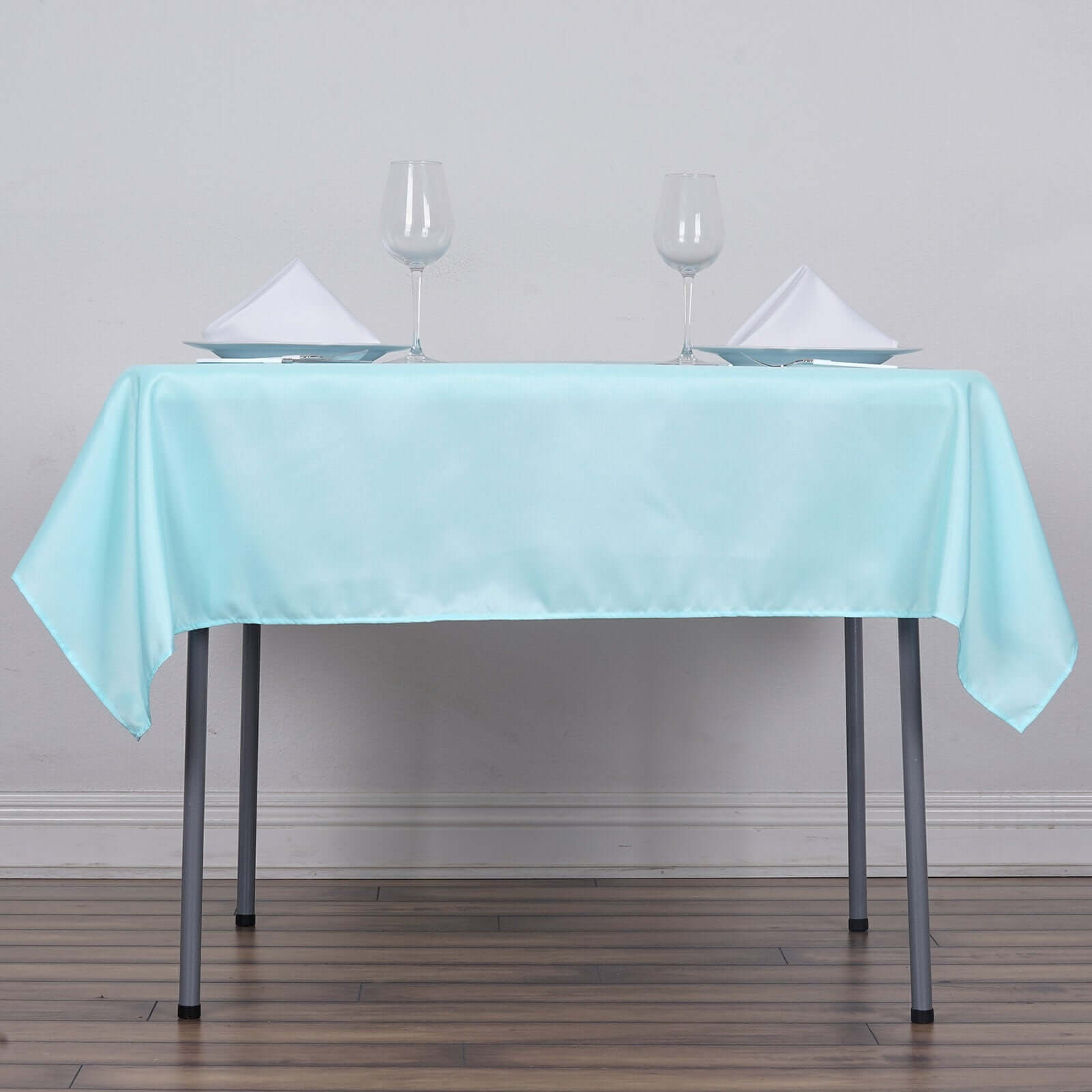 Light Blue 54x54 Polyester Square Tablecloth - Durable & Wrinkle-Free