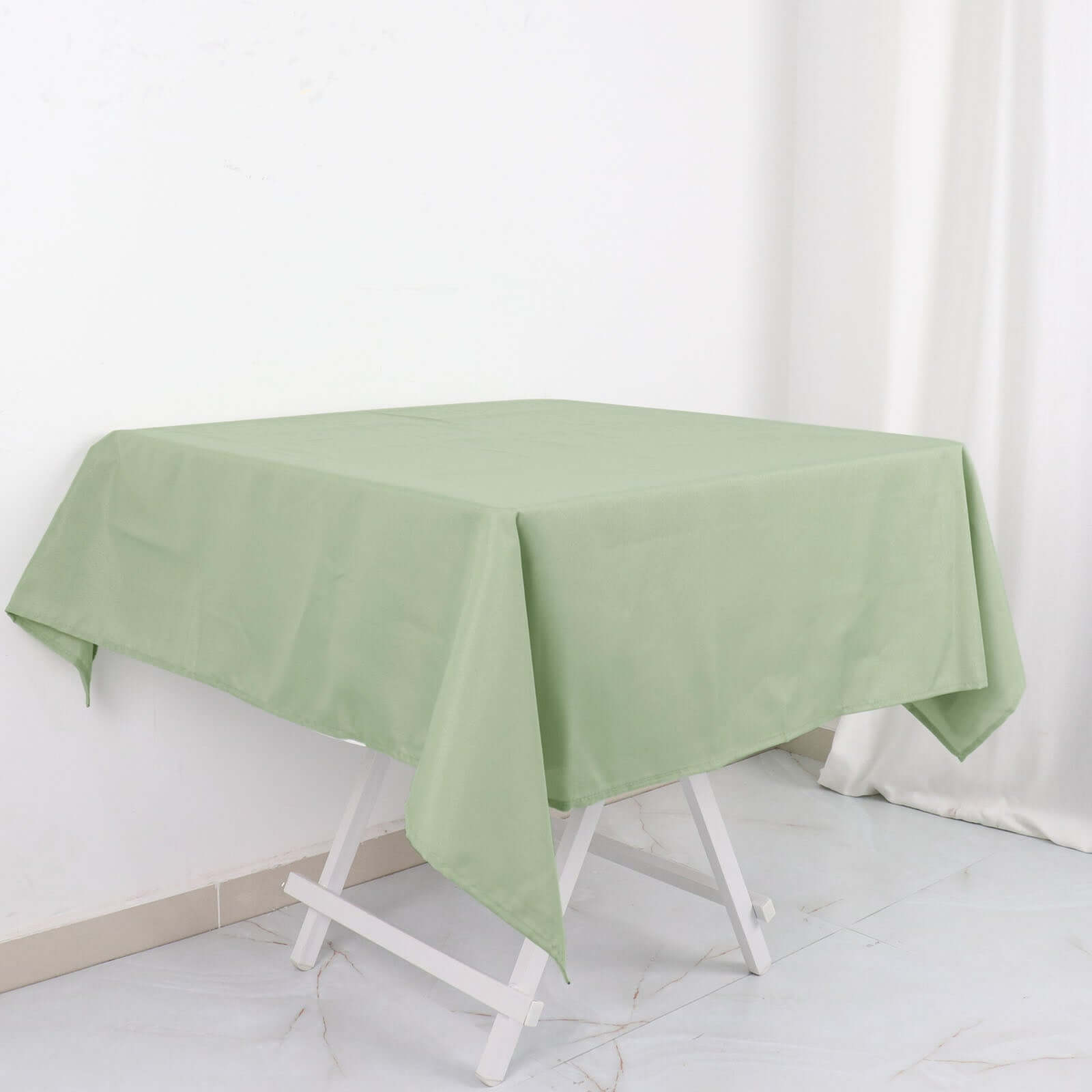Durable & Wrinkle-Resistant 54x54 Sage Green Polyester Square Tablecloth