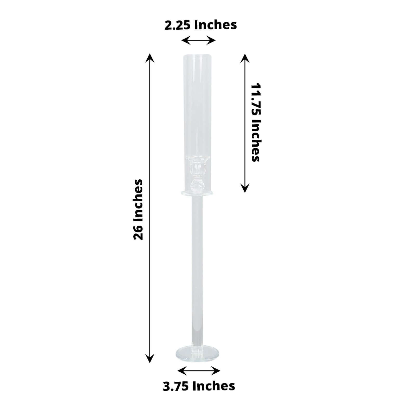 2-Pack Tall Clear Crystal Glass Hurricane Taper Candle Holders, Decorative 26-Inch Stands