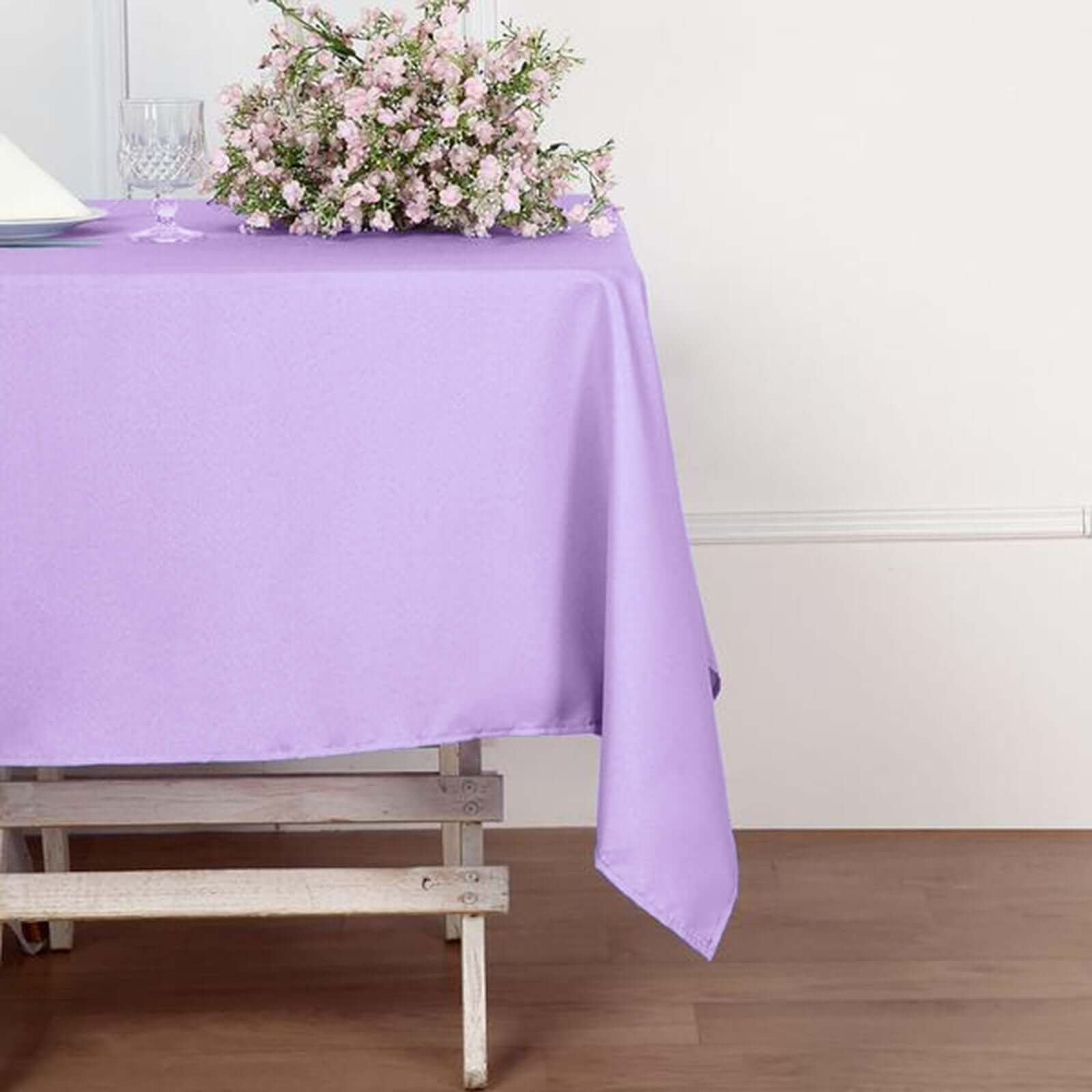 Wrinkle-Resistant & Durable 54x54 Polyester Square Tablecloth in Lavender Lilac