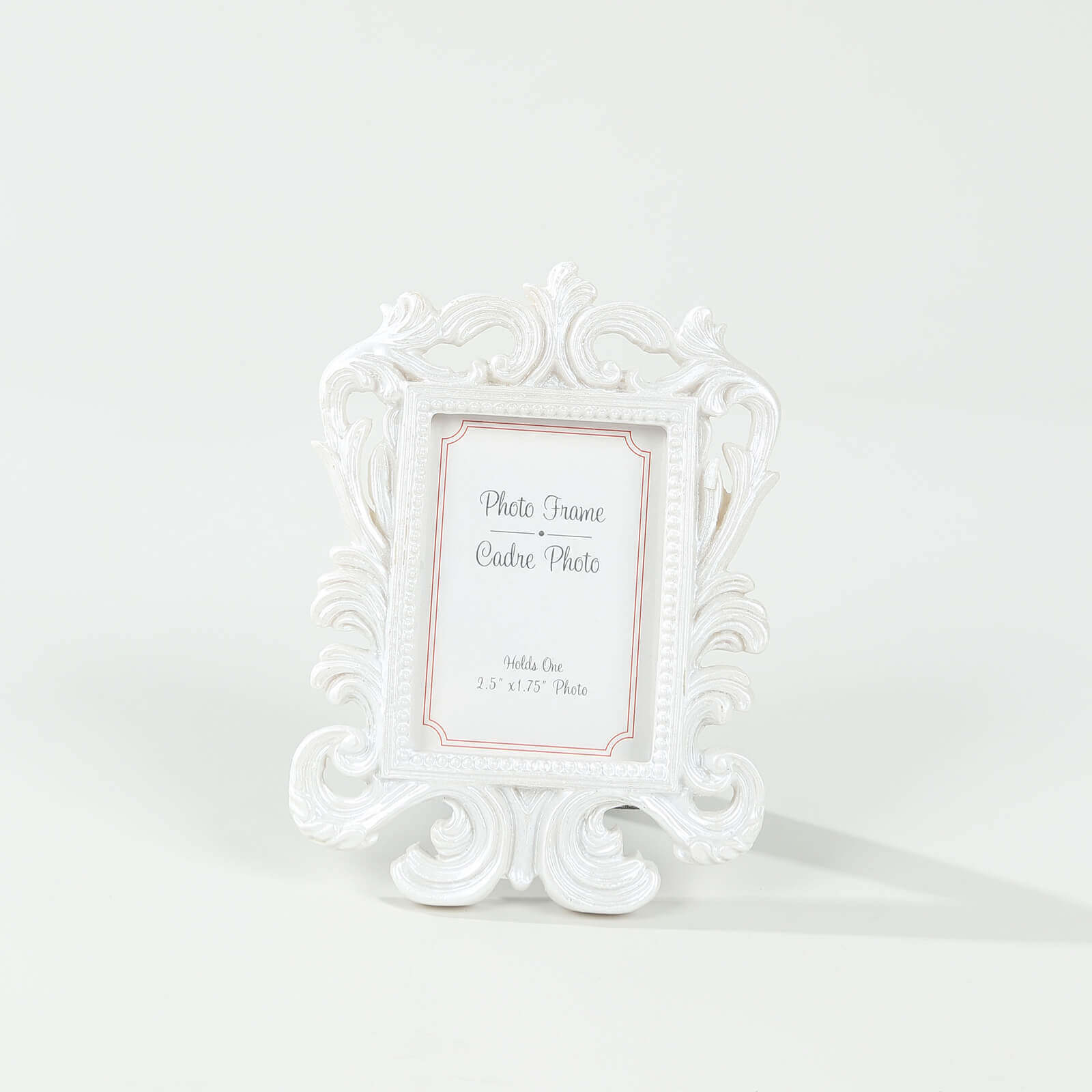 4-Piece Set of White Resin Vintage Baroque Mini Rectangle Picture Frames for Weddings and Parties