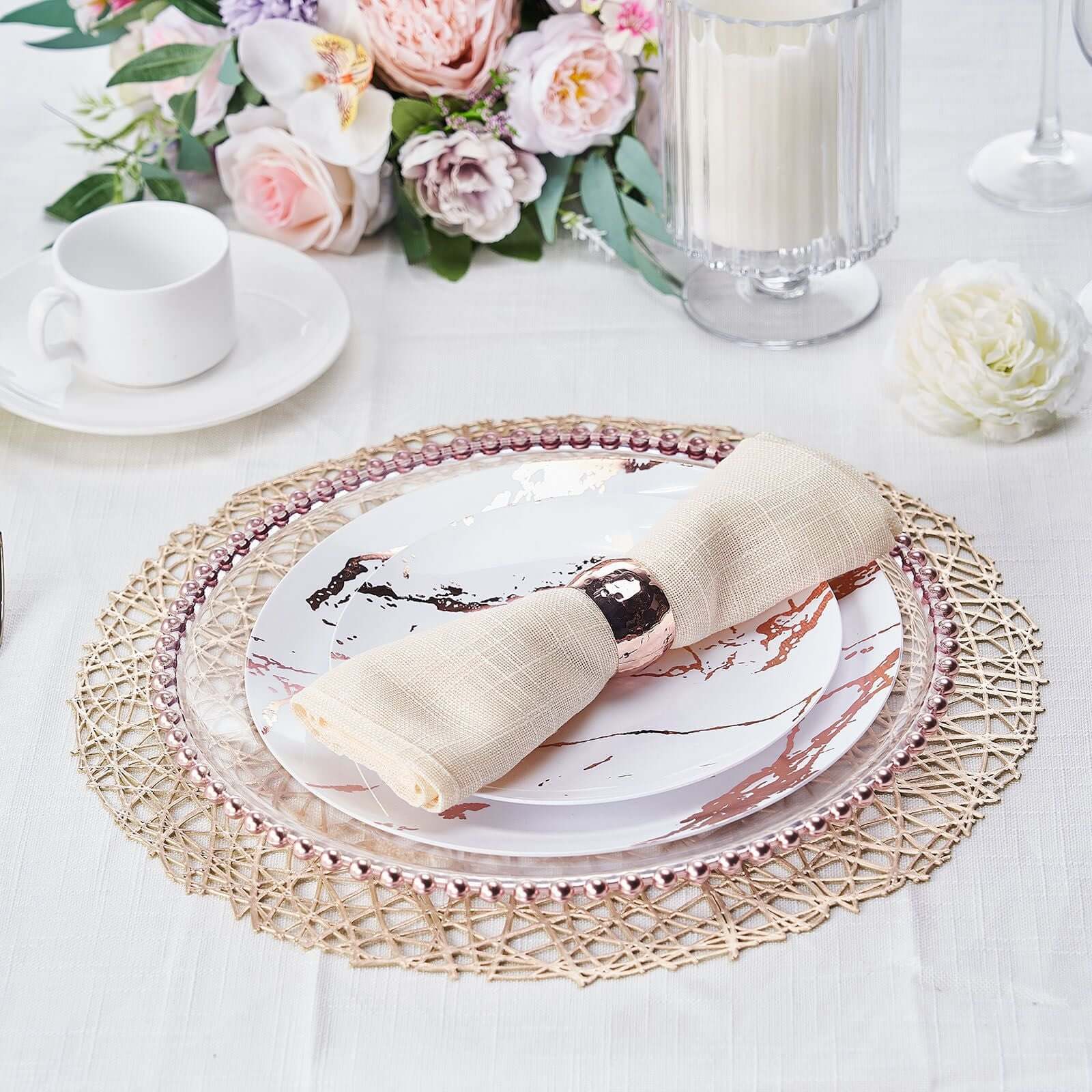 Hot Deal! 6-Pack Champagne Vinyl Round Dining Placemats - Durable & Non-Slip