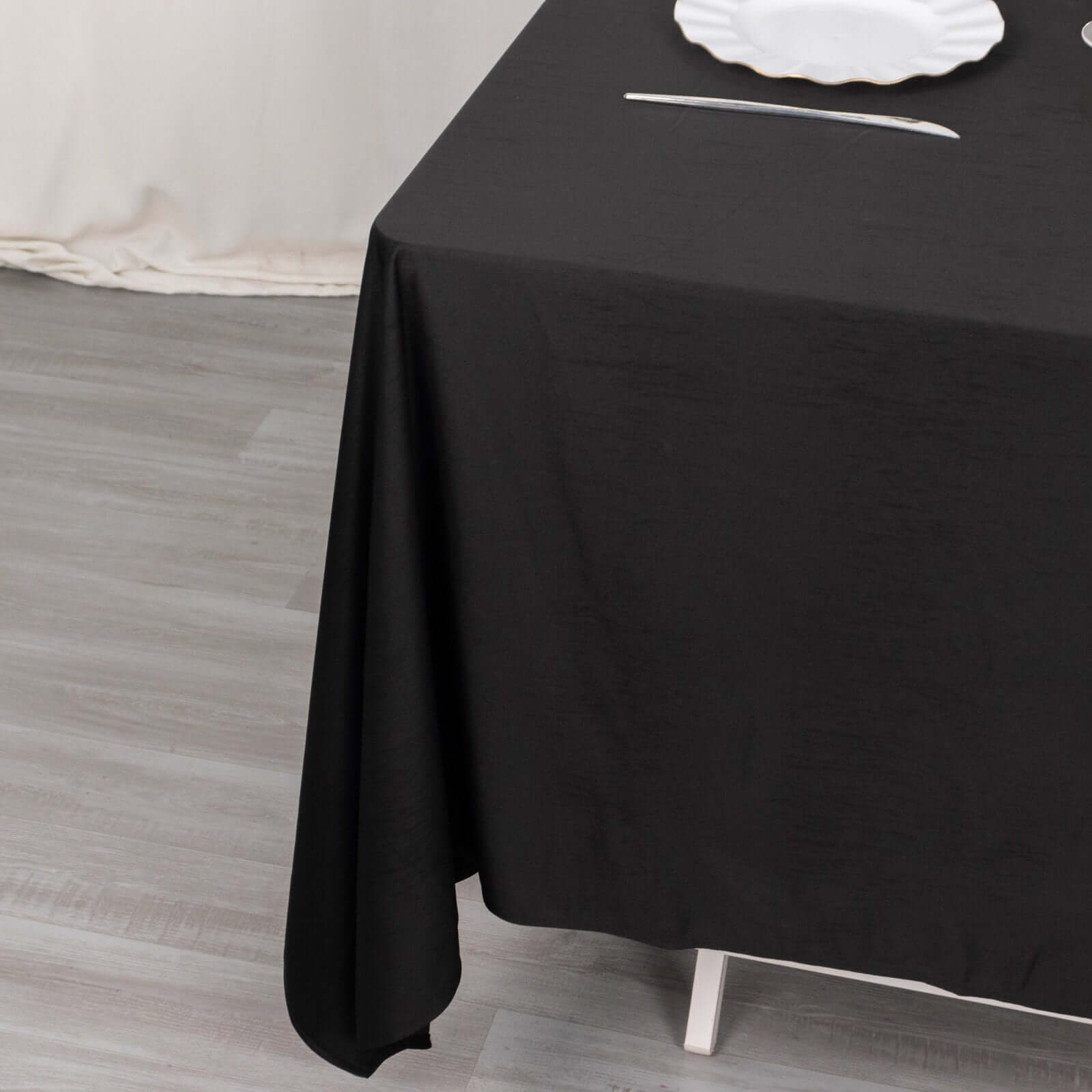 Exclusive Premium Black 70x70 Scuba Polyester Wrinkle-Free & Stain-Resistant Square Tablecloth
