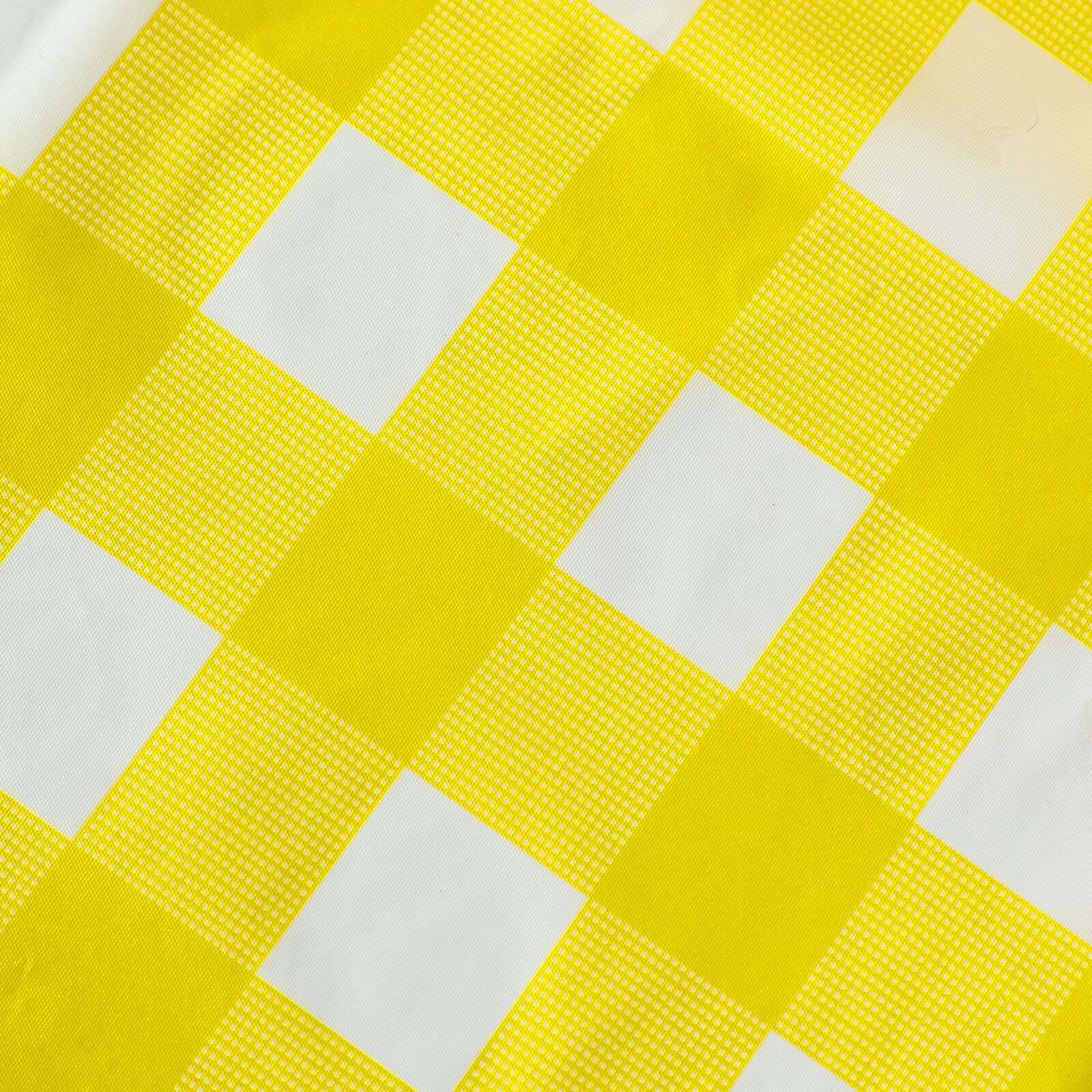 Lightweight PVC Disposable Checkered Plastic Table Cover - White/Yellow Rectangle, 54x108