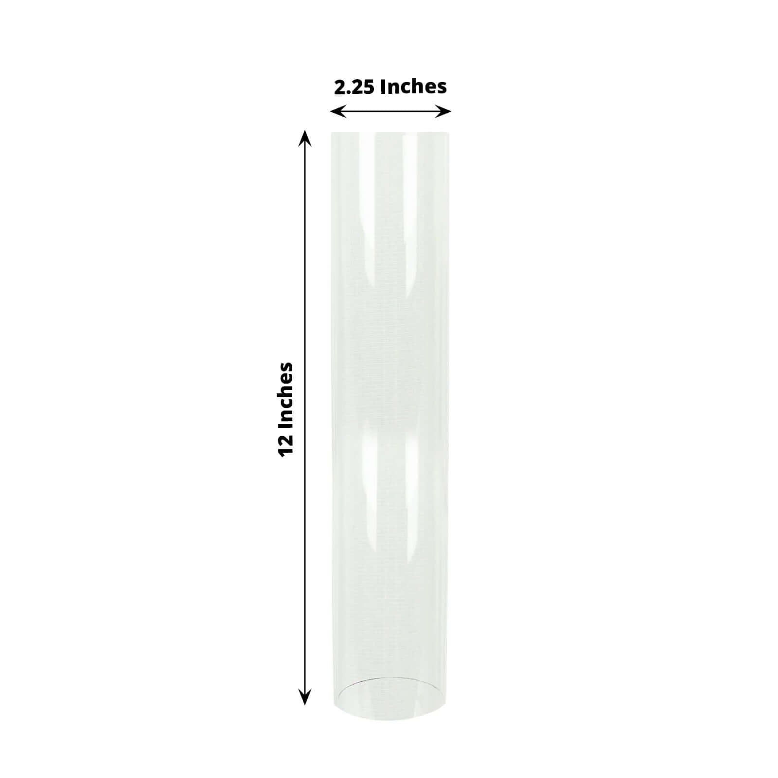 Hot Deal! 2-Pack Clear Glass Pillar Hurricane Candle Shades, 12" Tall with 2.25" Open Ends