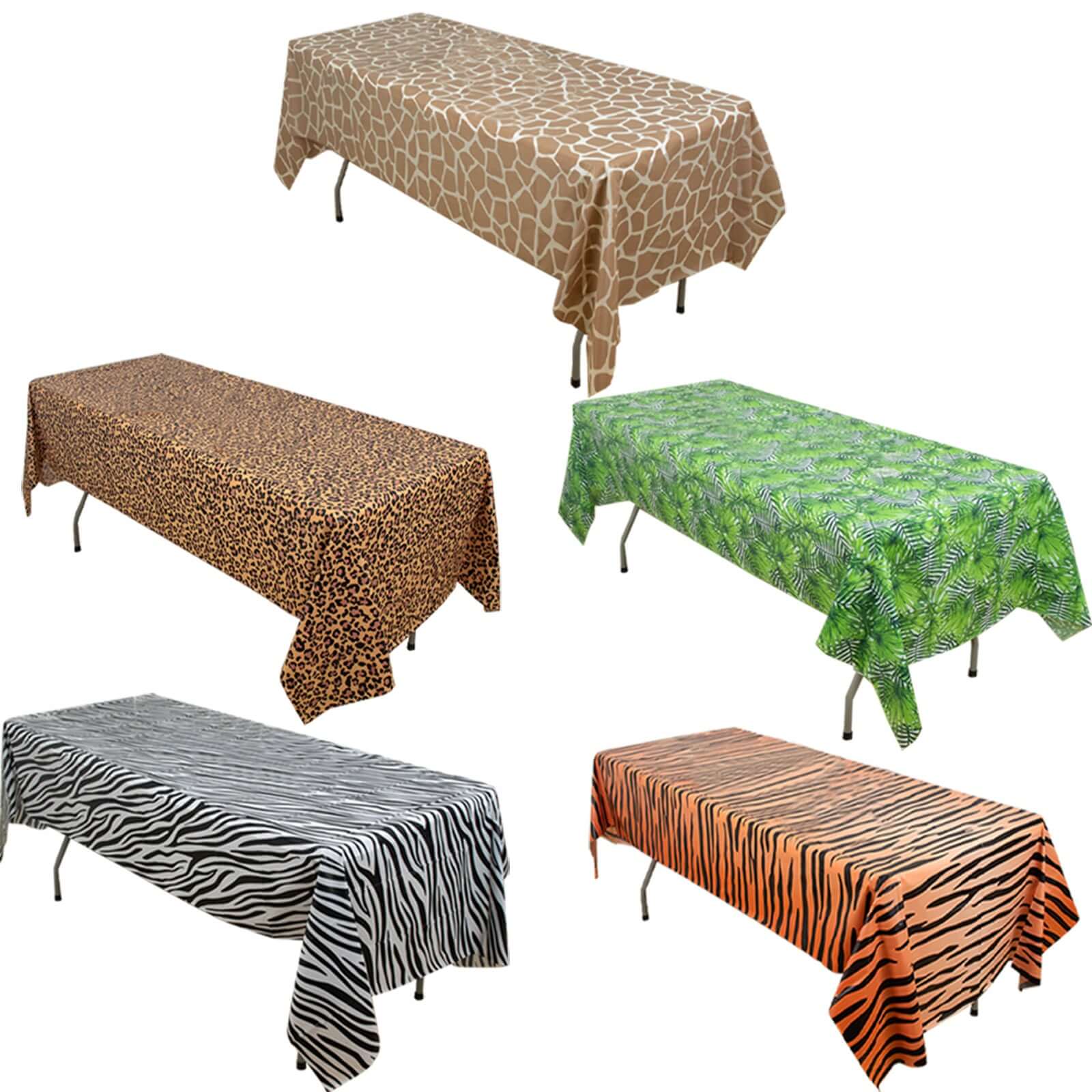 5-Pack Disposable PVC Animal Theme Rectangle Table Covers - Perfect for Safari Parties