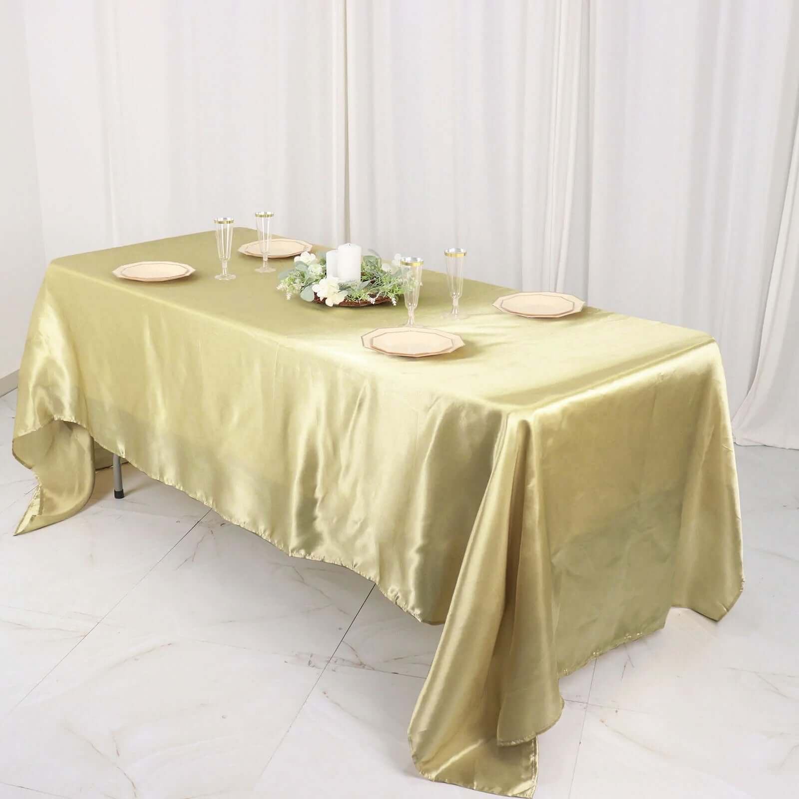 Champagne Satin 60x126 Rectangular Tablecloth - Smooth, Lustrous & Great Value