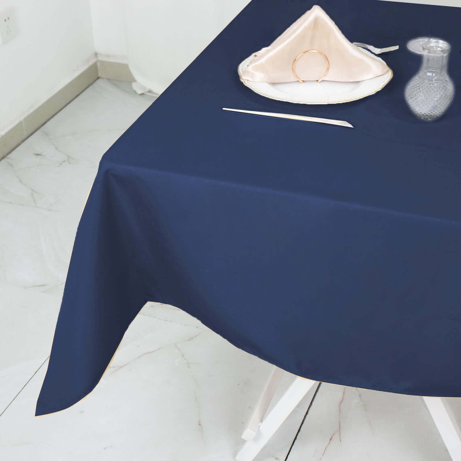 Sale! Navy Blue 54x54 Premium Polyester Square Tablecloth - 220GSM Stain & Wrinkle Resistant