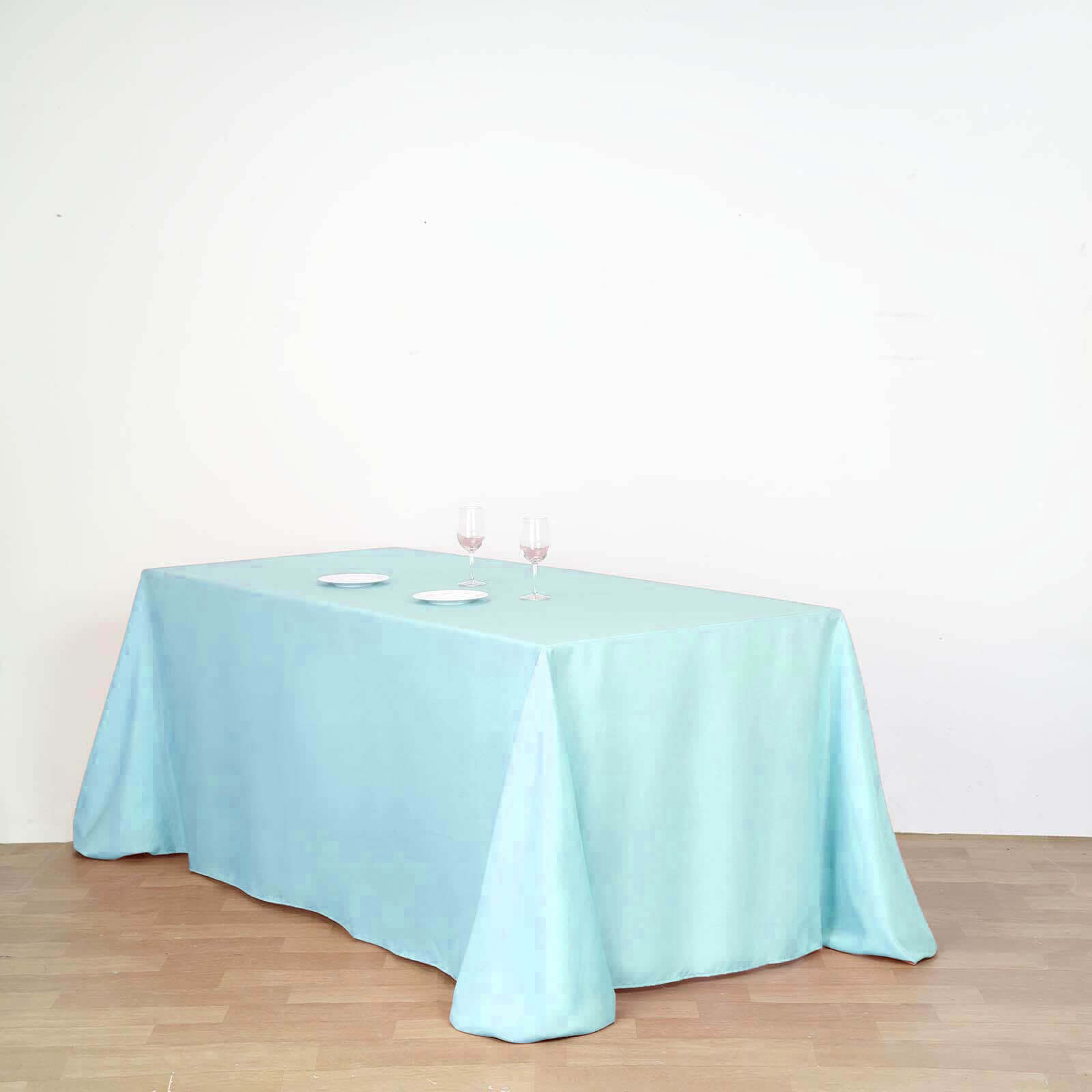 Hot! Light Blue Seamless Wrinkle-Resistant 90x132 Polyester Rectangle Tablecloth