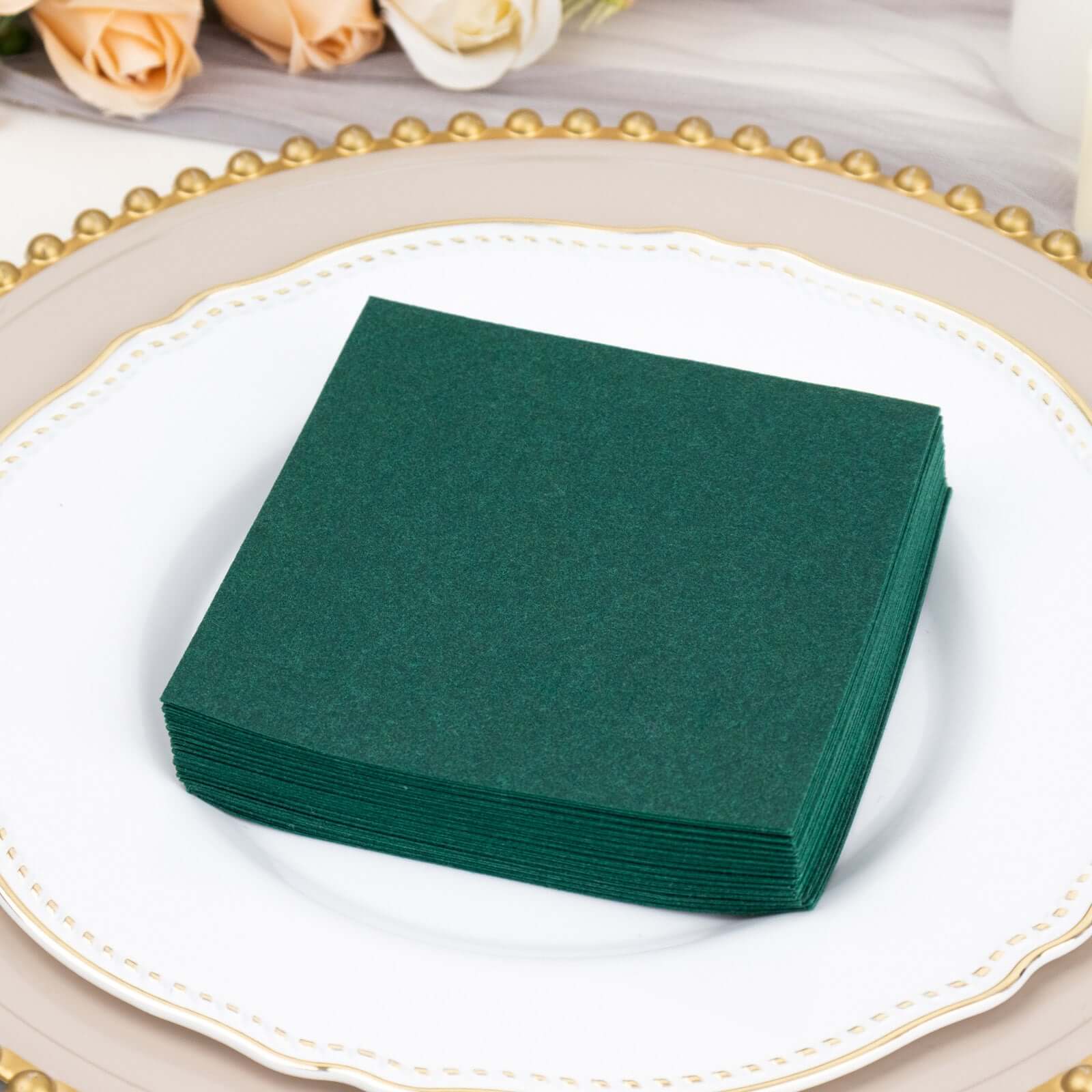 20-Pack Hunter Emerald Green Airlaid Cocktail Napkins - Soft, Absorbent & Linen-Like