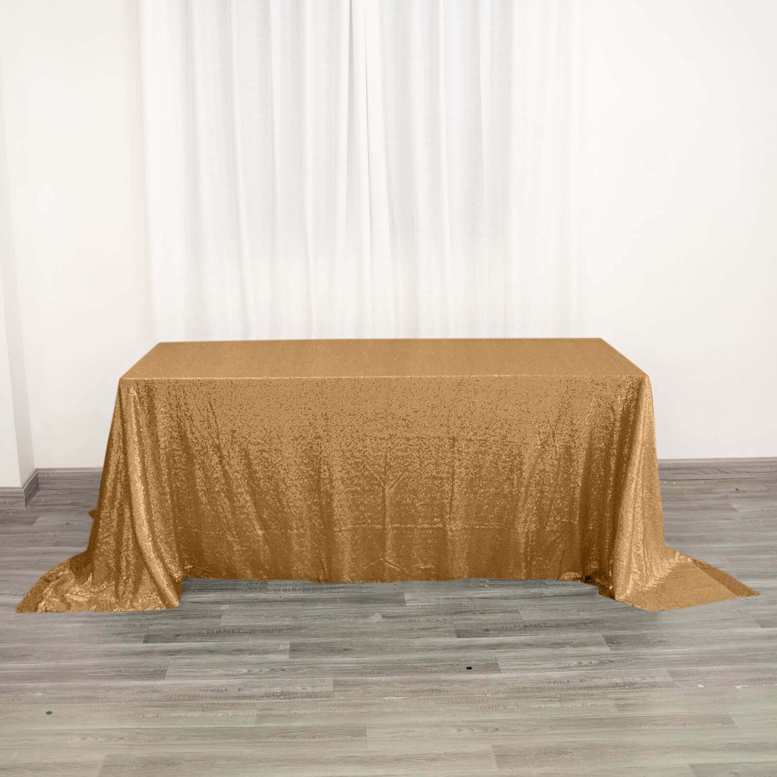 Gold Seamless Sparkly 90x132 Rectangle Sequin Tablecloth for Elegant Occasions