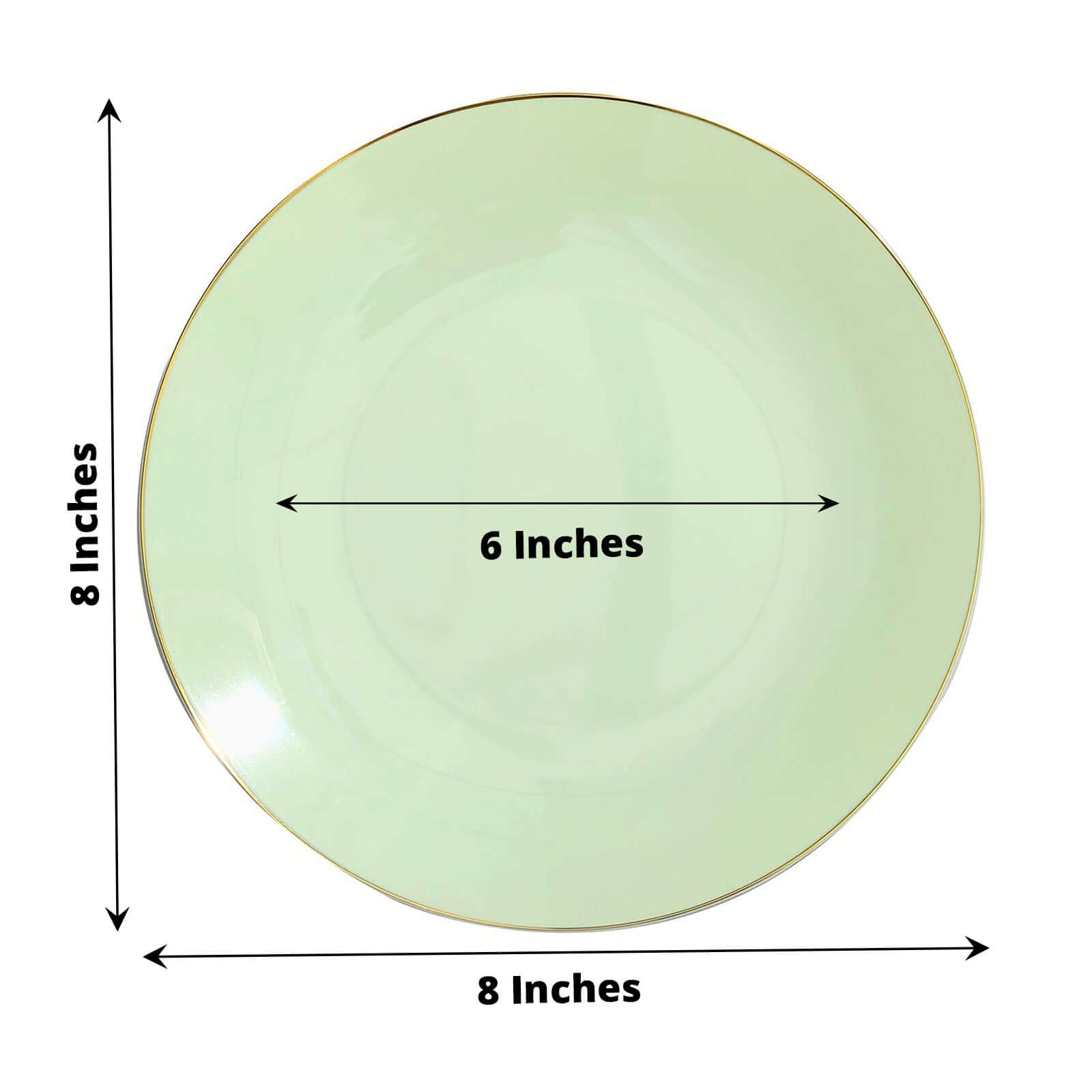 Hot Deal! 10-Pack 8" Sage Green Plastic Dessert Plates with Gold Rim - Disposable & Sturdy