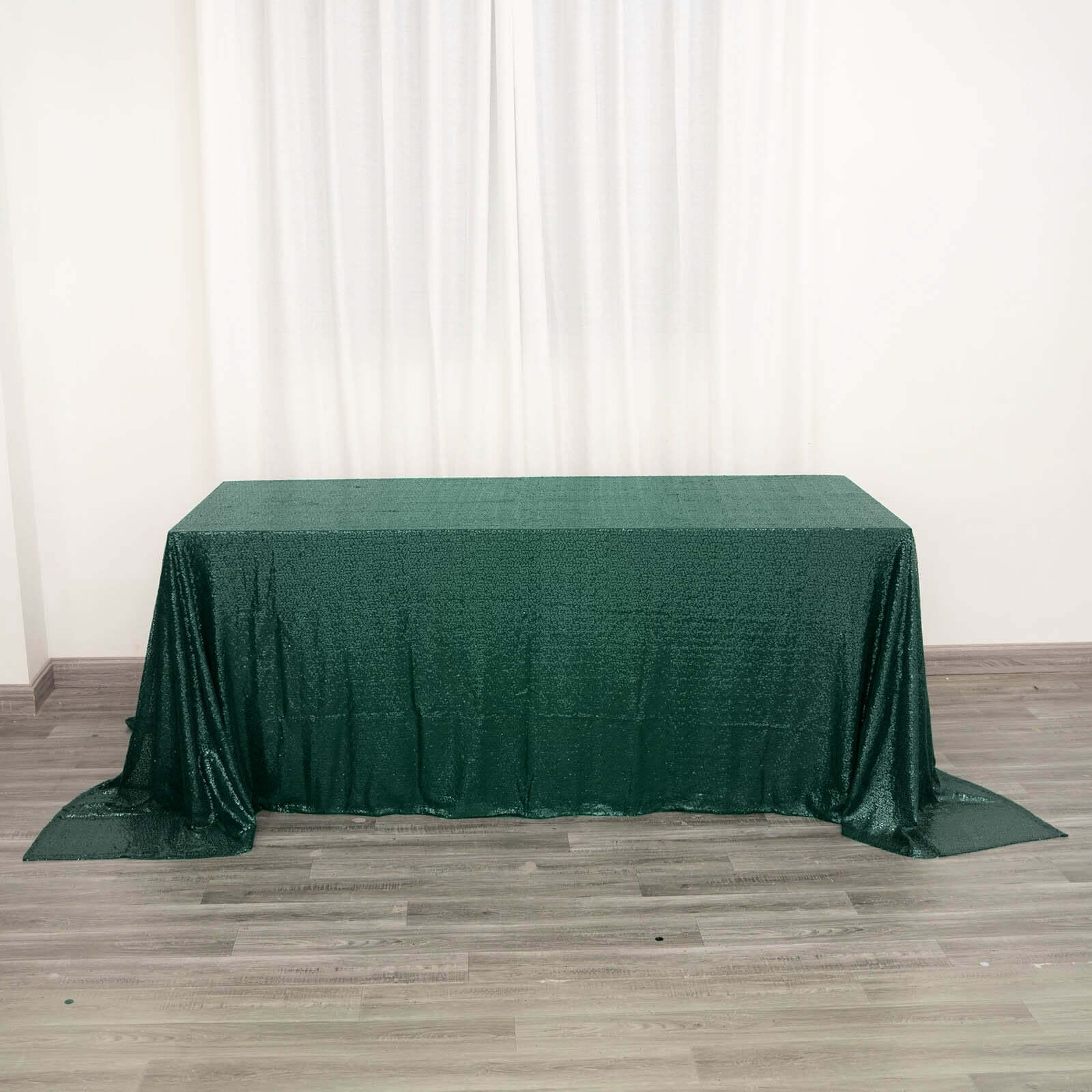 Hot Sale! Seamless Sparkly Sequin Rectangle Tablecloth in Hunter Emerald Green, 90x132