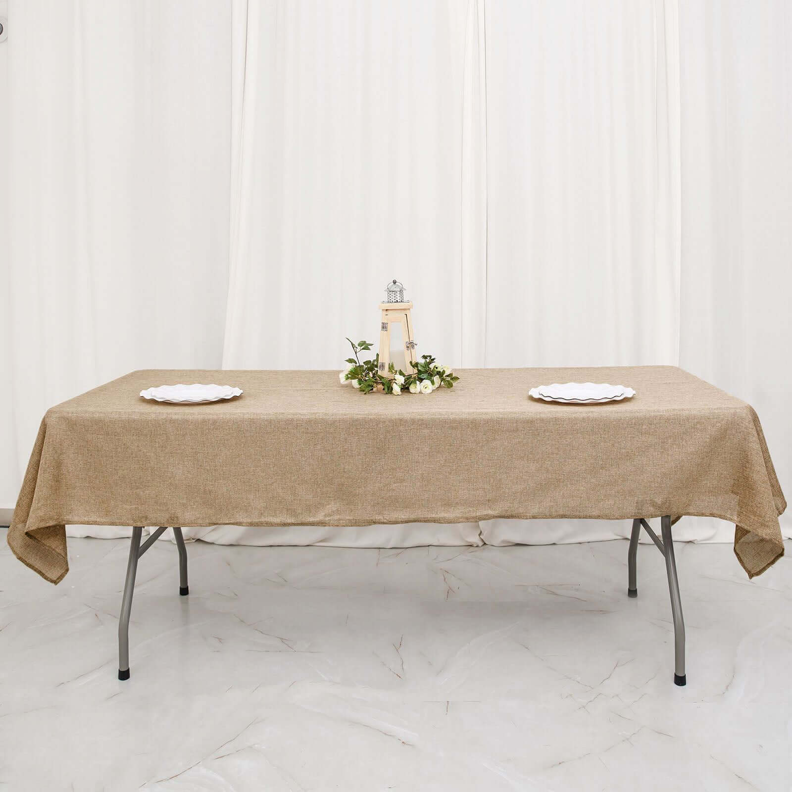 High - Quality Natural Faux Burlap Rectangle Tablecloth (54x96) for Rustic Events