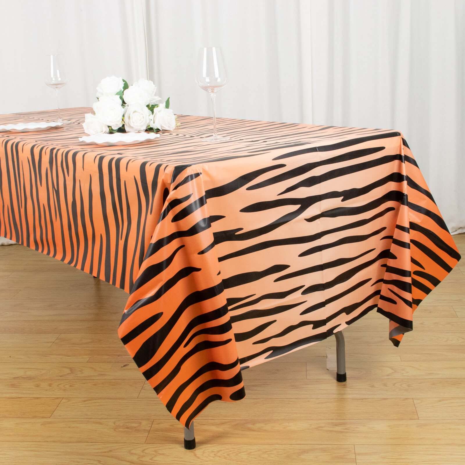 5-Pack Disposable PVC Animal Theme Rectangle Table Covers - Perfect for Safari Parties