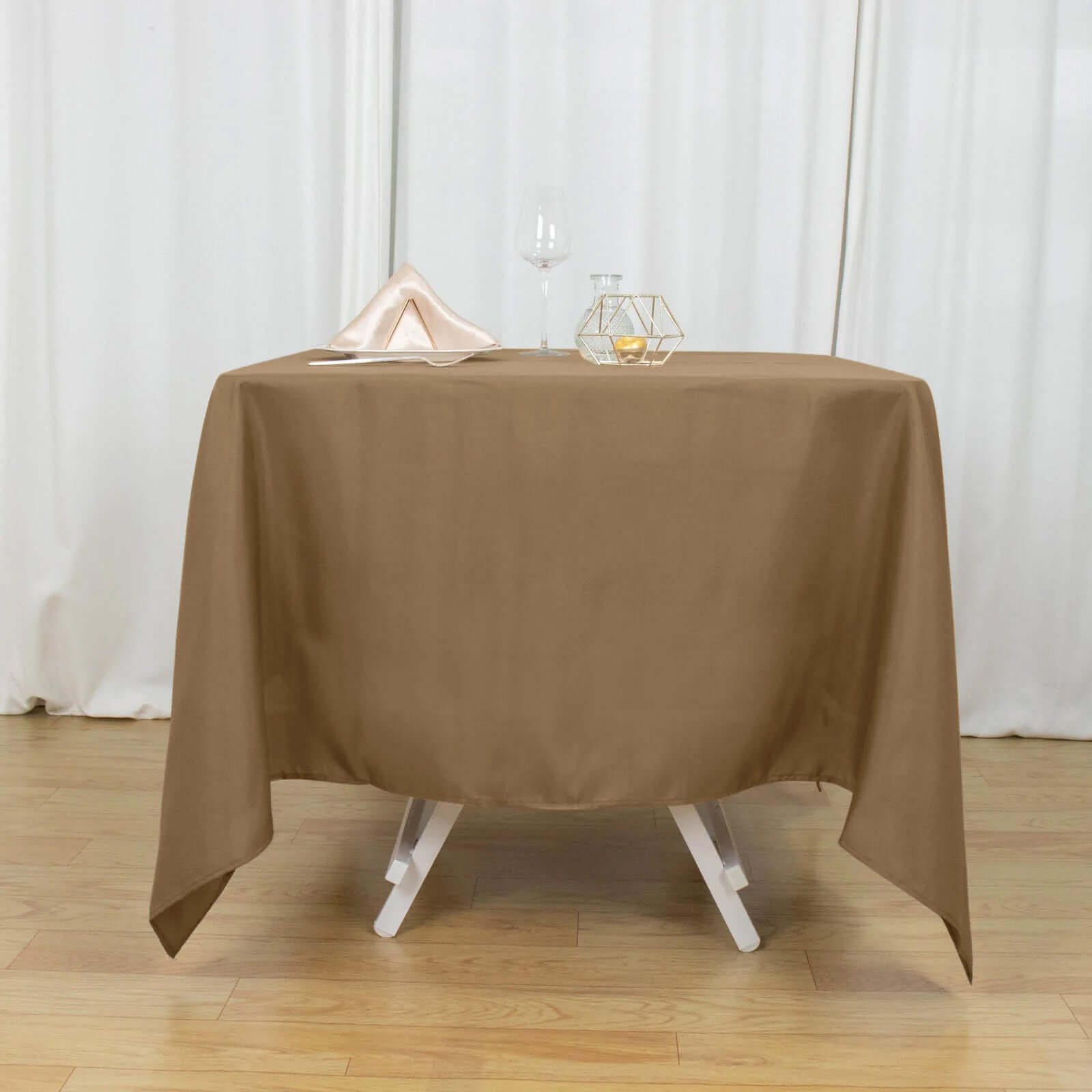 Wrinkle-Resistant & Durable 70x70 Polyester Square Tablecloth in Taupe - Ideal for Various Events
