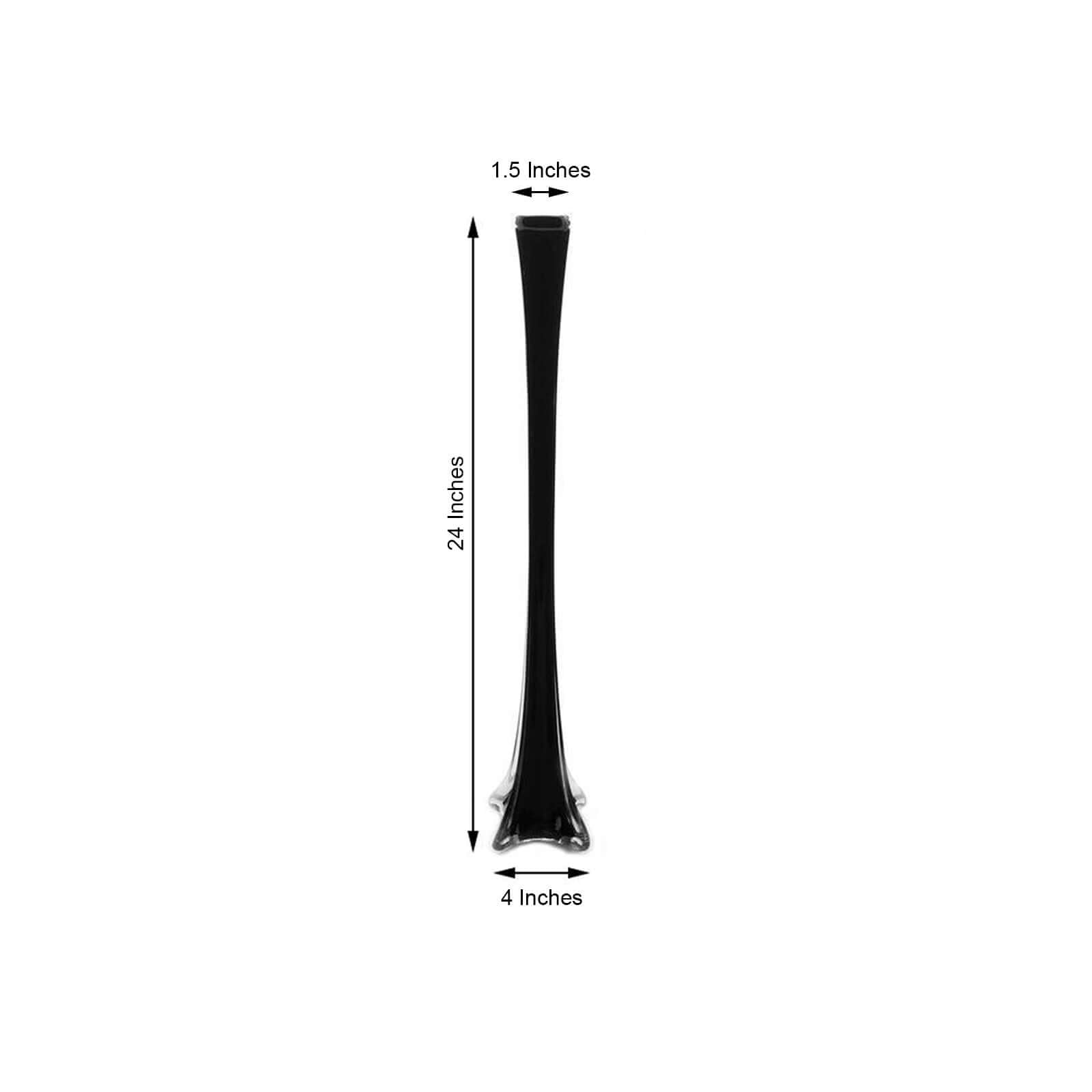 Hot Sale! 6-Piece Set of Black Glass Eiffel Tower Flower Vases for Tall Wedding Table Decor