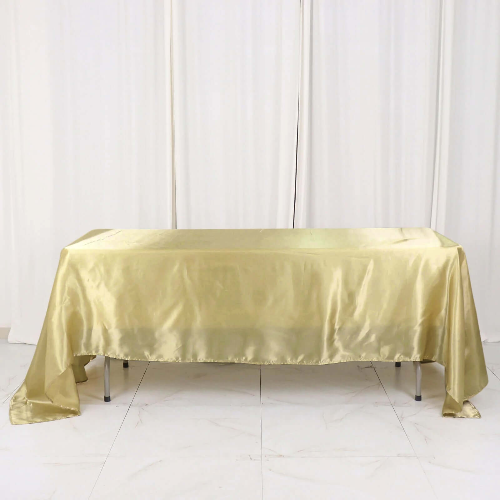 Champagne Satin 60x126 Rectangular Tablecloth - Smooth, Lustrous & Great Value